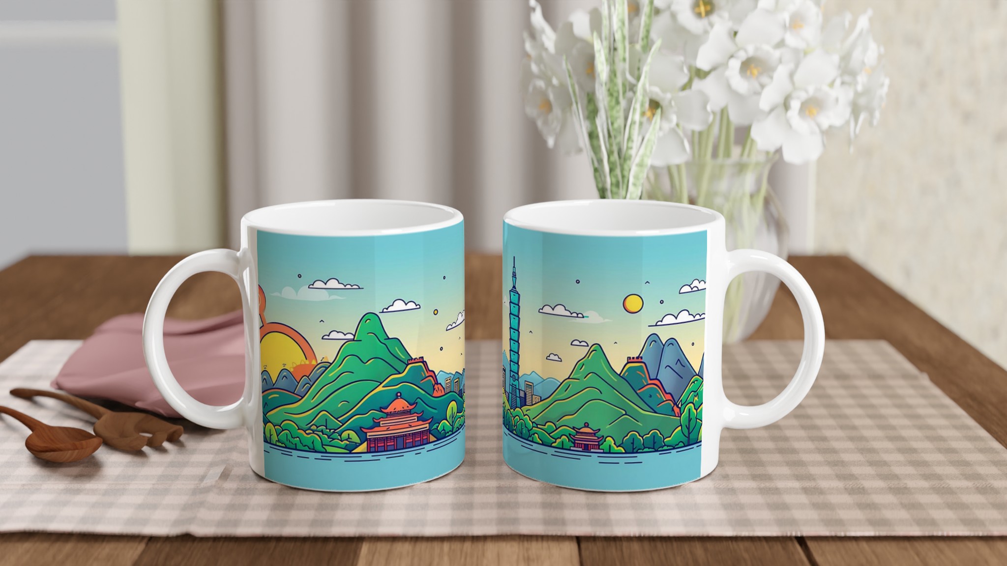 Taiwanesisk Stadsbild Keramikmugg – Livlig Tecknad Design, Perfekt för Kaffeälskare i Valfri Färg! 10 78f9ee54-abbd-4cac-9076-dba21b081229