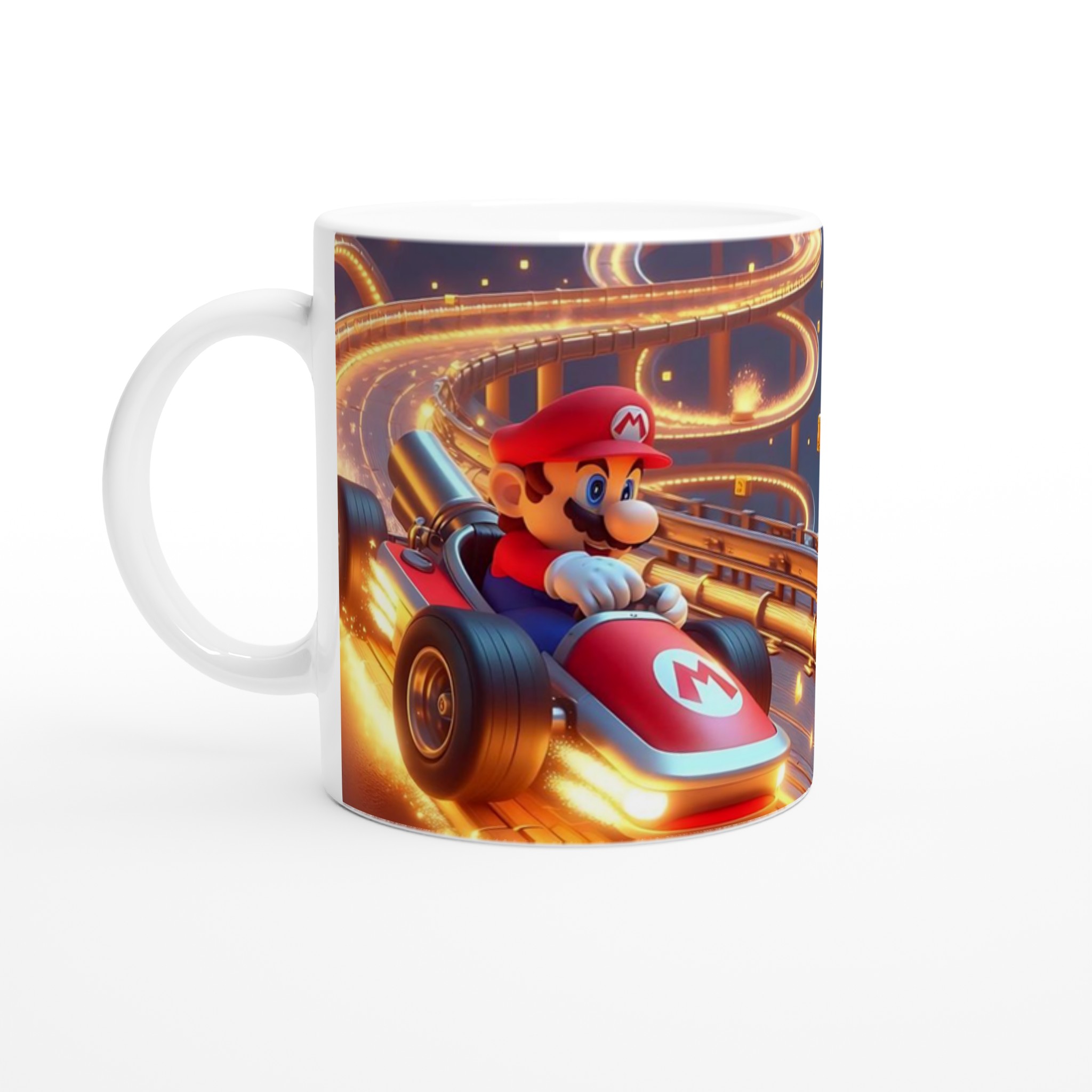 Vit 11oz keramisk mugg med dynamiskt racerbilsdesign i ditt val av sju färgstarka nyanser 1 794ce348-936c-4c7a-89c7-287ff4aedf5e