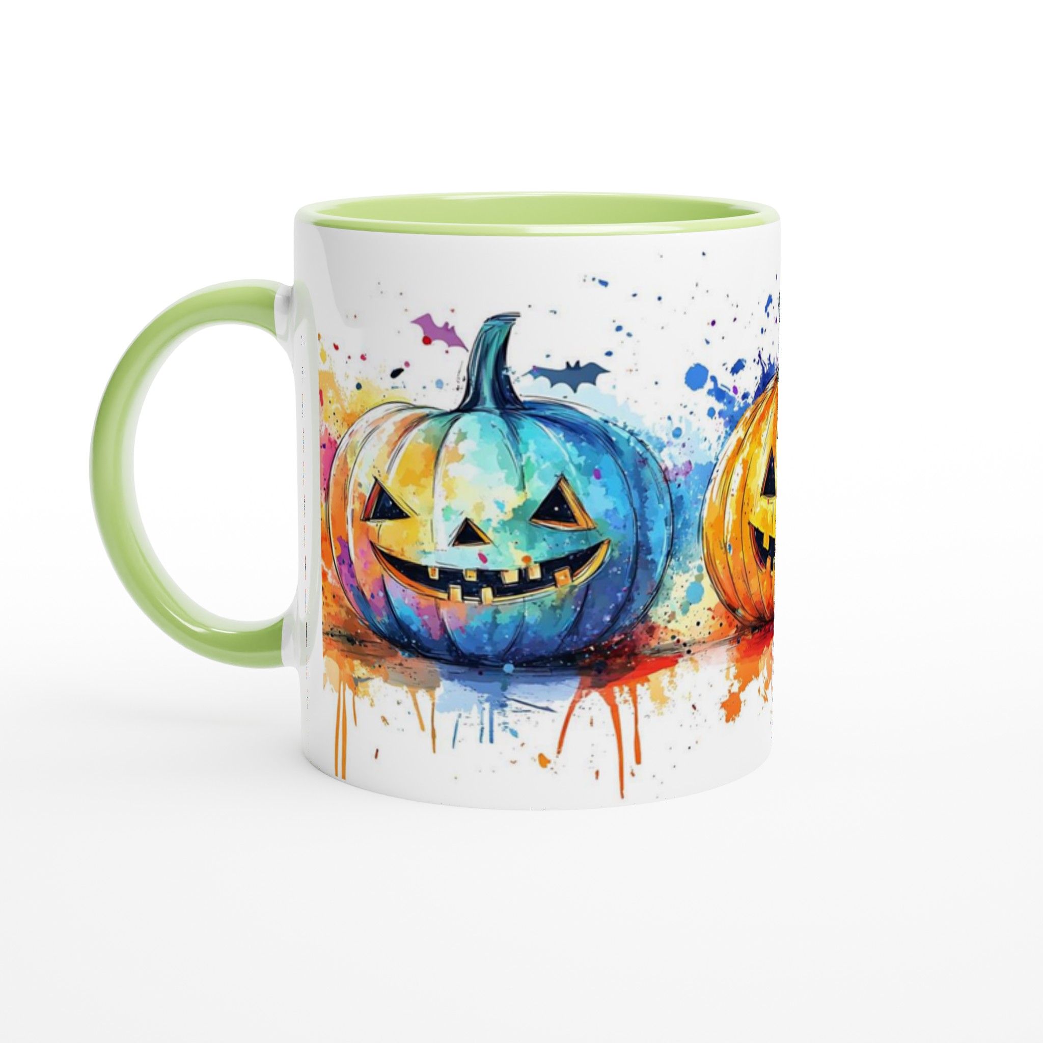 Färgsprakande Halloween-Mugg – Lekfull Jack-o'-Lantern i Akvarellstil, Välj bland 7 Livfulla Färger! 7 79836d96-9925-4ed1-9f8e-da8b49e30b15