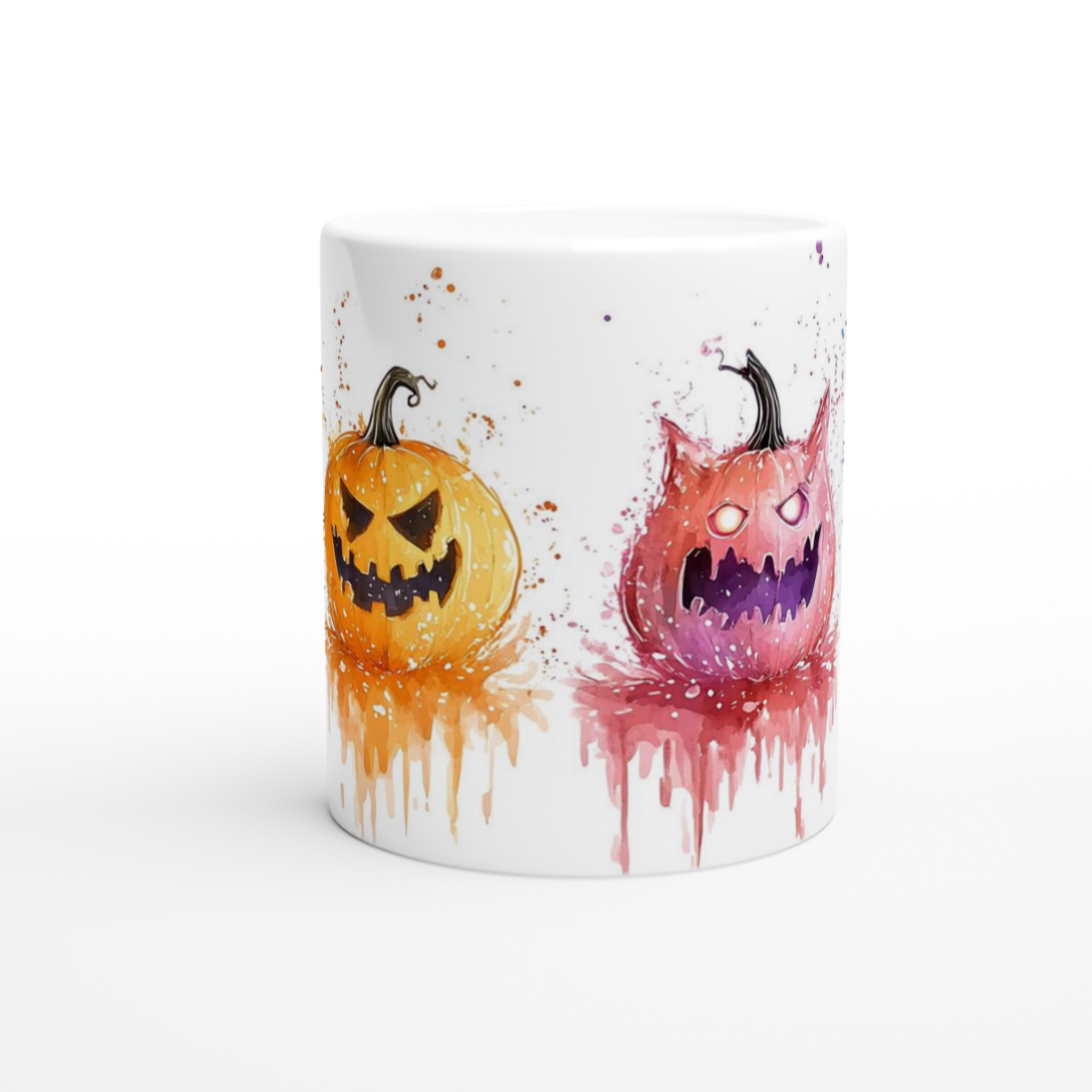 Färgglada Halloweenmuggar: Månadens läskiga vänner i akvarell – 11 oz keramikmugg i ditt val av färg 8 79fff116-bed7-41fd-a2a3-20c297b8aa82