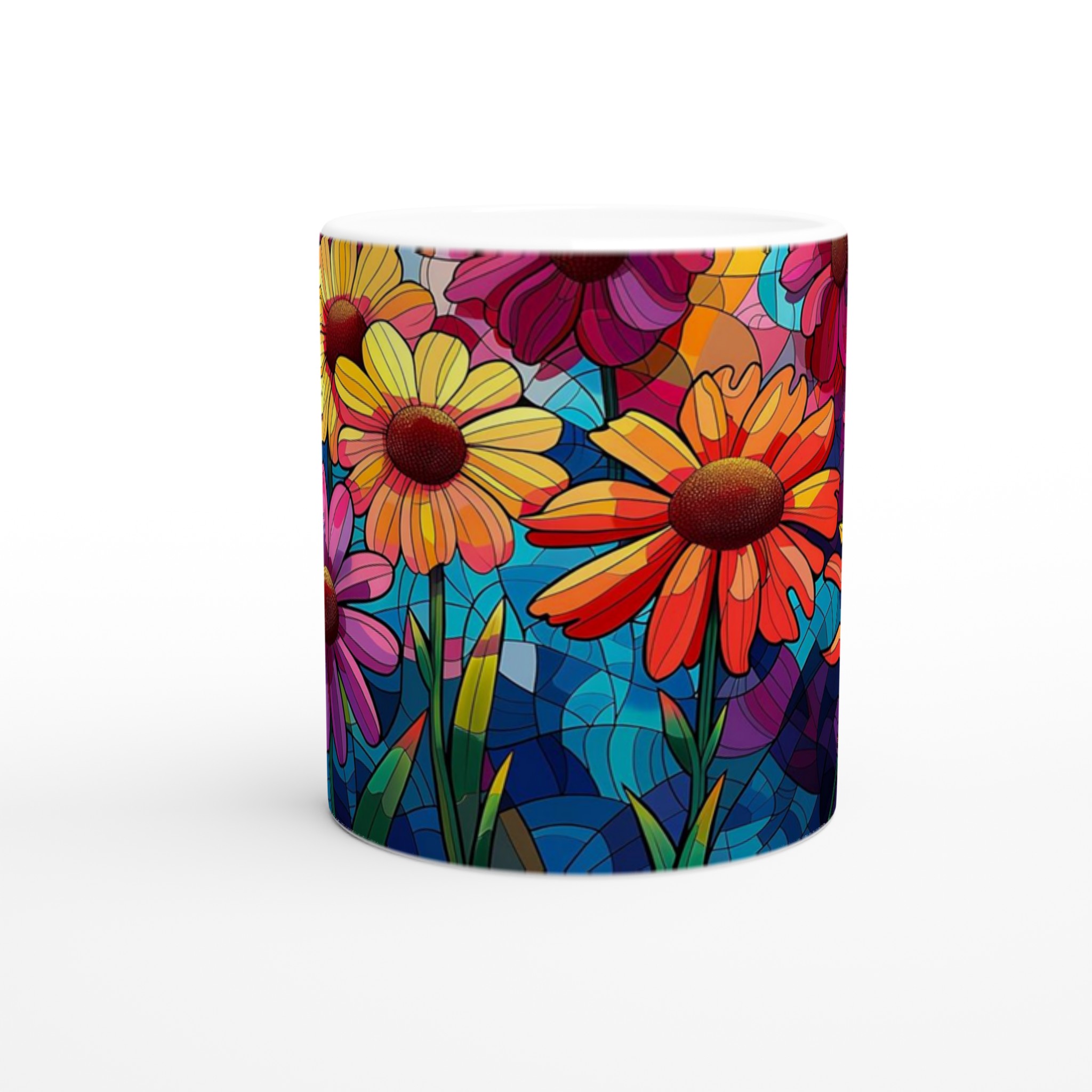 Färgsprakande Blommönster 11oz Keramisk Mugg – Välj bland 7 Livfulla Färger! 8 7a1ce84a-c1c6-4222-b7ca-4c8de5494d1d