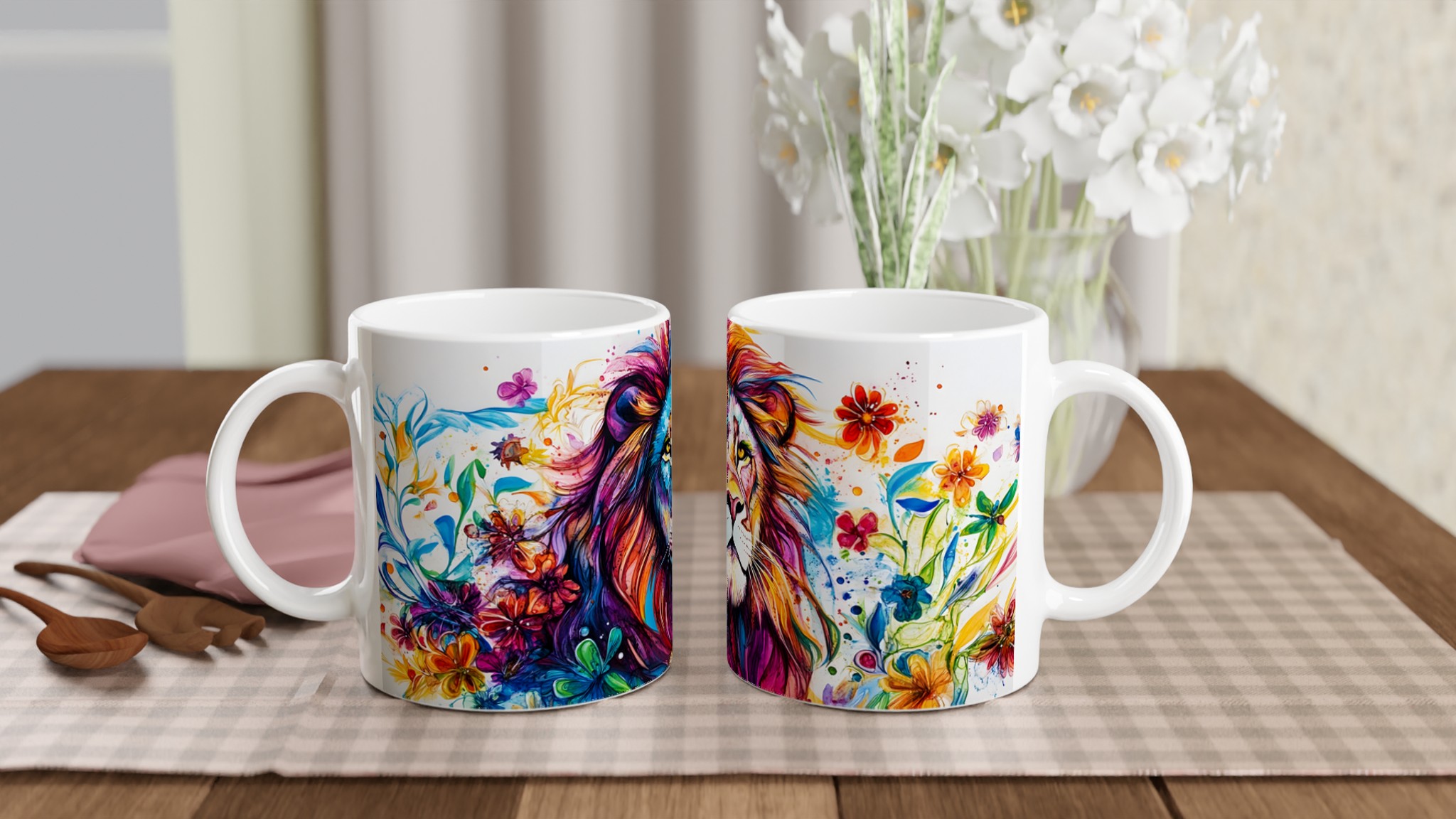 Mångfärgad Lejon Mugg: Konstnärlig Keramikmugg för kaffe- och teälskare – Välj din färg! 10 7ae5b9db-15e1-41b9-9c2f-a94b6020436d