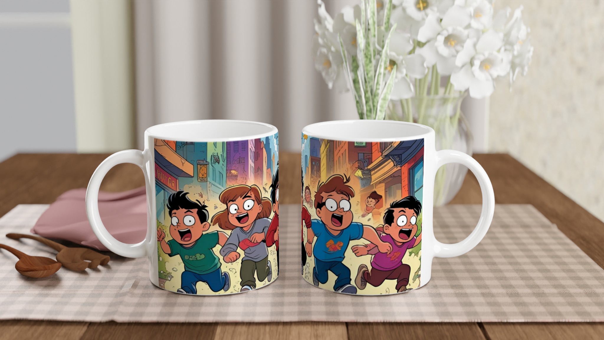 Färgstark 11oz keramisk mugg med lekfulla tecknade äventyr i flera livfulla färger 10 7b0078ec-5062-447a-b4a0-a0f23129e11b