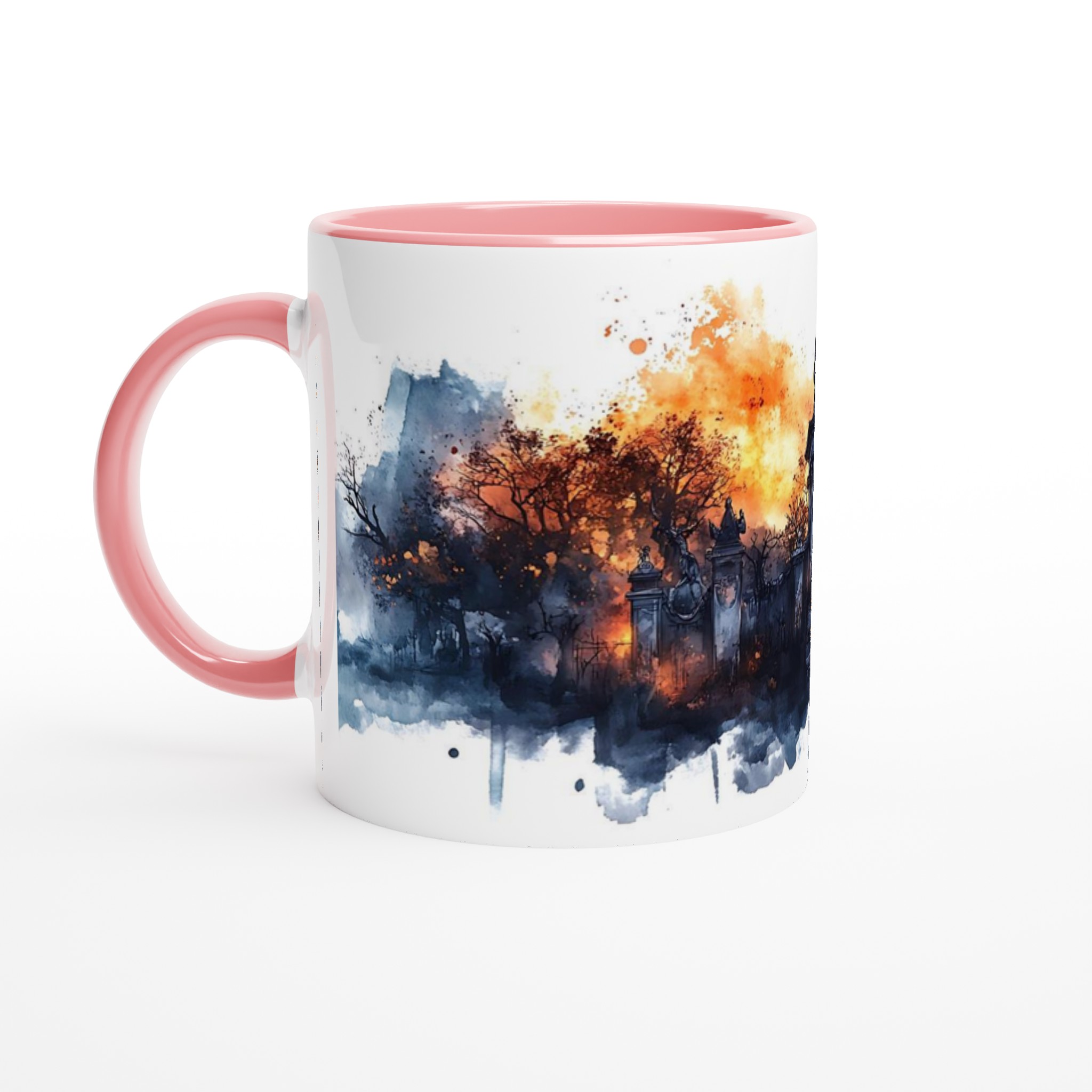 Mörk Romantik Keramisk Mugg – Gotisk Kyrkogård Akvarell i Eldiga Nyanser – 11oz Favoritmugg i Valfri Färg 6 7b3b6f8a-8307-4247-a1f7-2705b0ced0a5