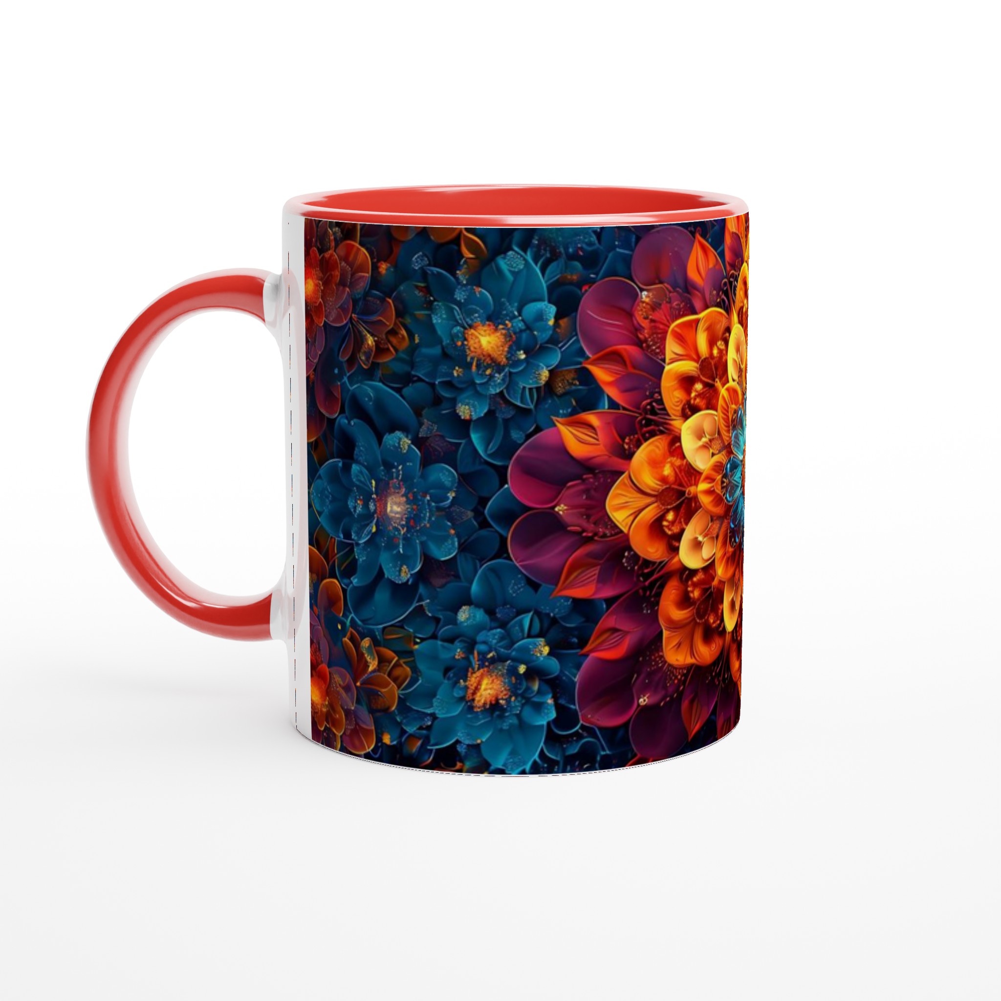 Abstrakt Mandala Konst Mugg – Levande Blomsterdesign i Teal, Guld & Lila, 11 oz Keramisk Kaffekopp 5 7b453c2a-2704-4584-b479-258edd525794