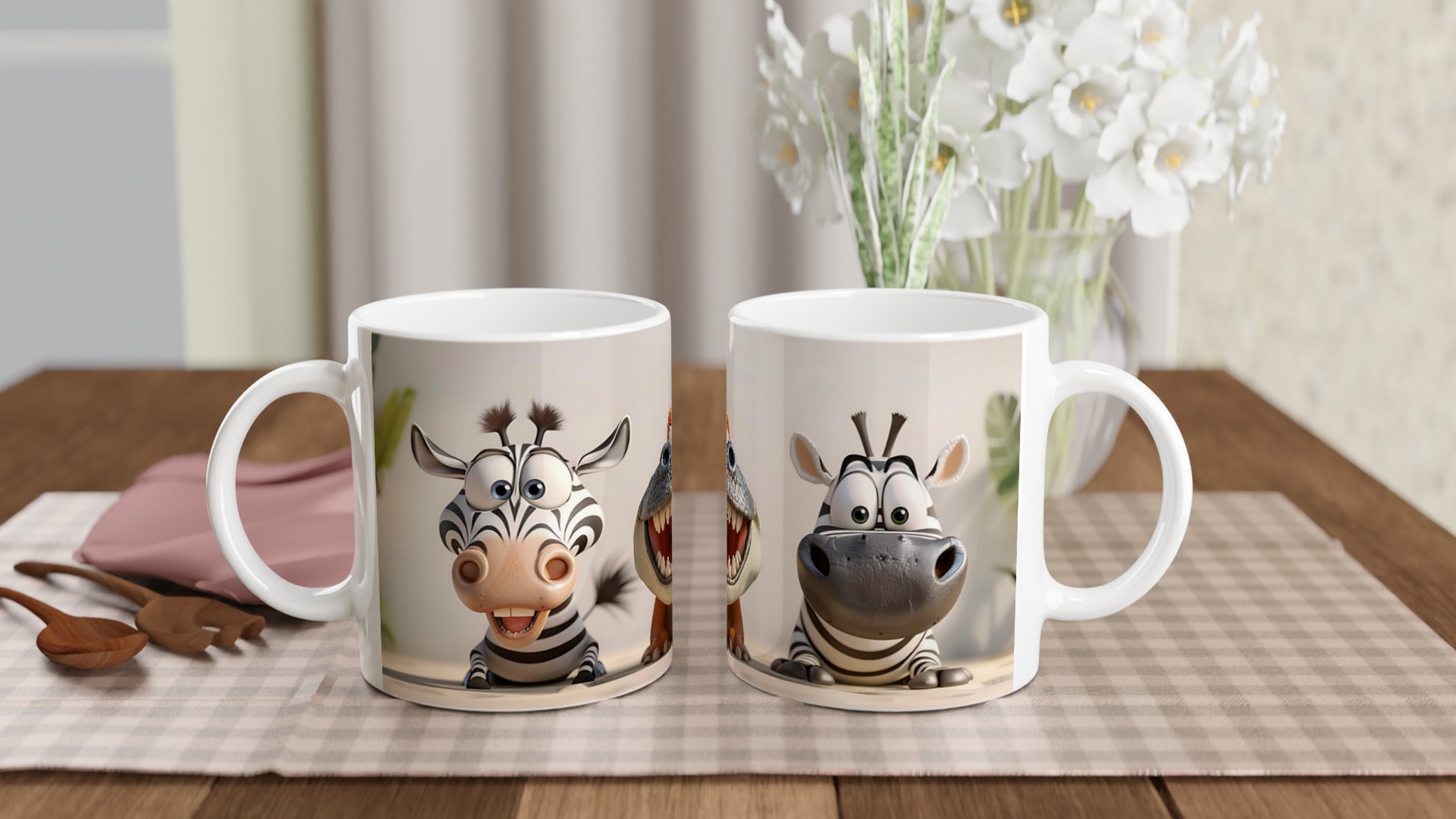 Safari Vänner Keramisk Mugg – Lekfull Design med Zebror & Krokodil, Välj bland 7 Färger! 11 7b54612f-bb36-430b-bf6a-241cb5b673a2