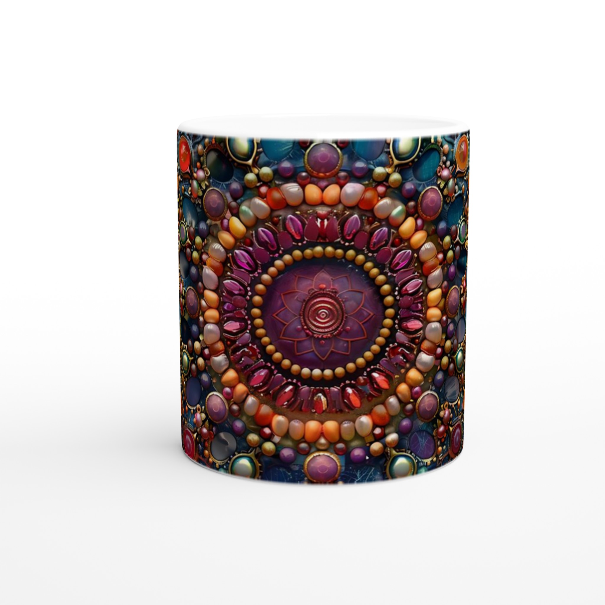 Bohemisk Blomstermandal Keramikmugg – Konstnärlig 11oz Kaffemugg med Färgglada Juveltoner 8 7b746260-1840-432b-8490-8e96993258c5