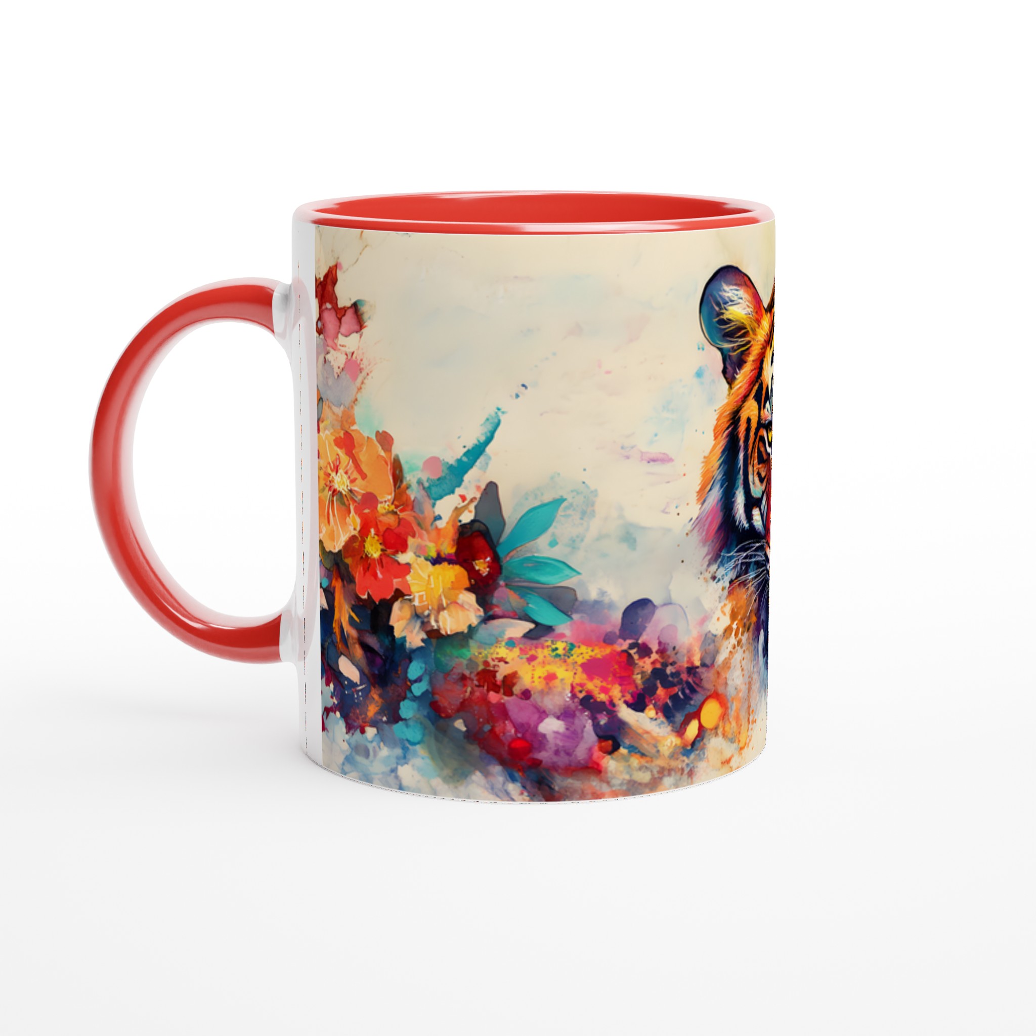 Mångfärgad Akvarell Tiger Keramikmugg - 11oz Konstnärlig Kaffemugg i Ditt Val av Färg 5 7b7efb66-917a-4634-a8dc-cf283640c863