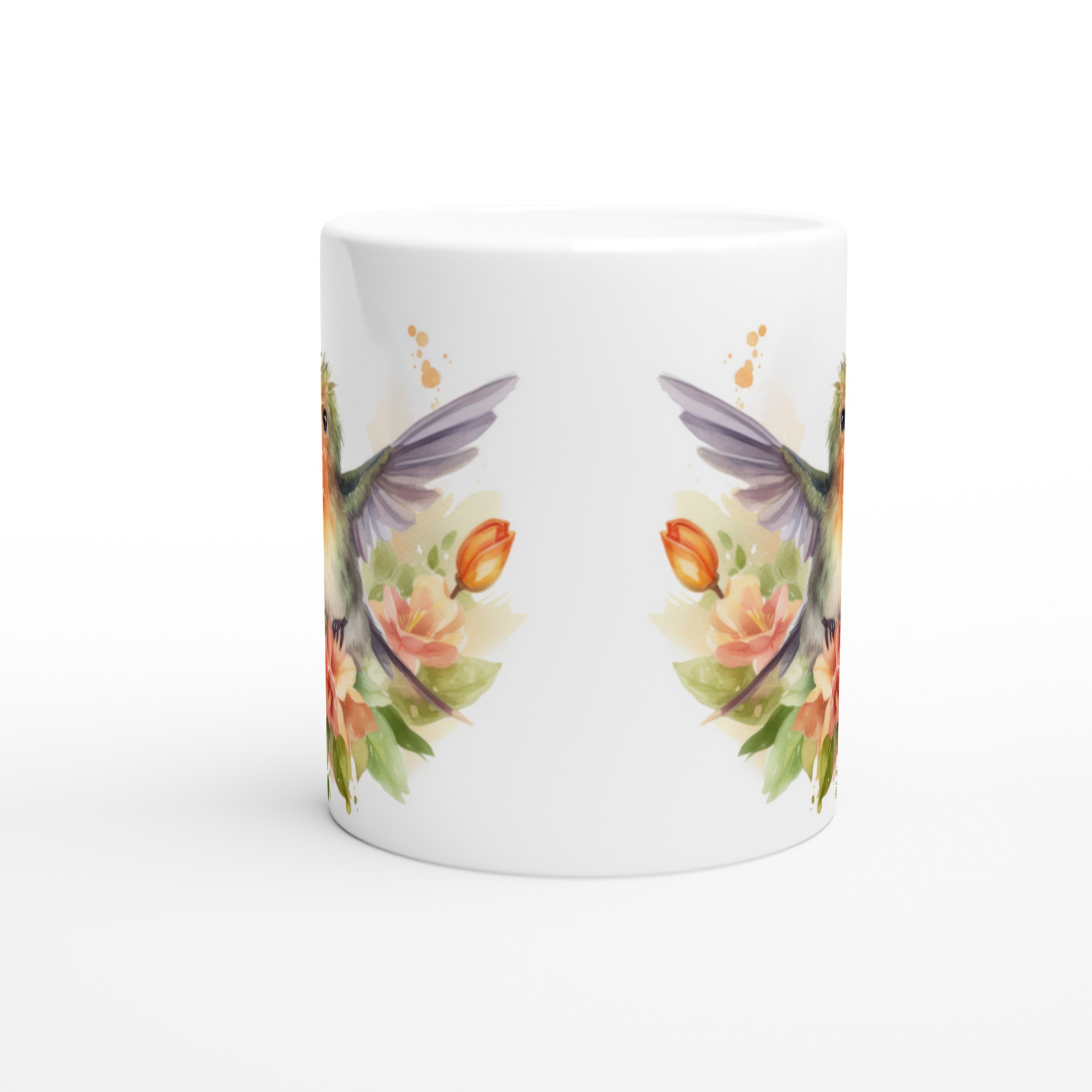 Vit 11oz keramisk mugg med charmig kolibri och blommor – välj din perfekta färgton 8 7bc107b0-ba3c-45bd-a922-dea723d66122