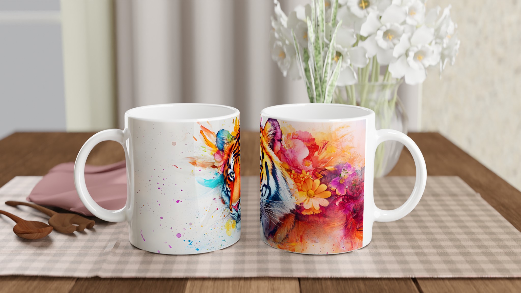 Färgsprakande Tiger Keramikmugg – Konstnärlig 11oz Kaffemugg med Akvarelldesign 10 7bddacba-ded2-4e4d-956b-354dc9f22a1c
