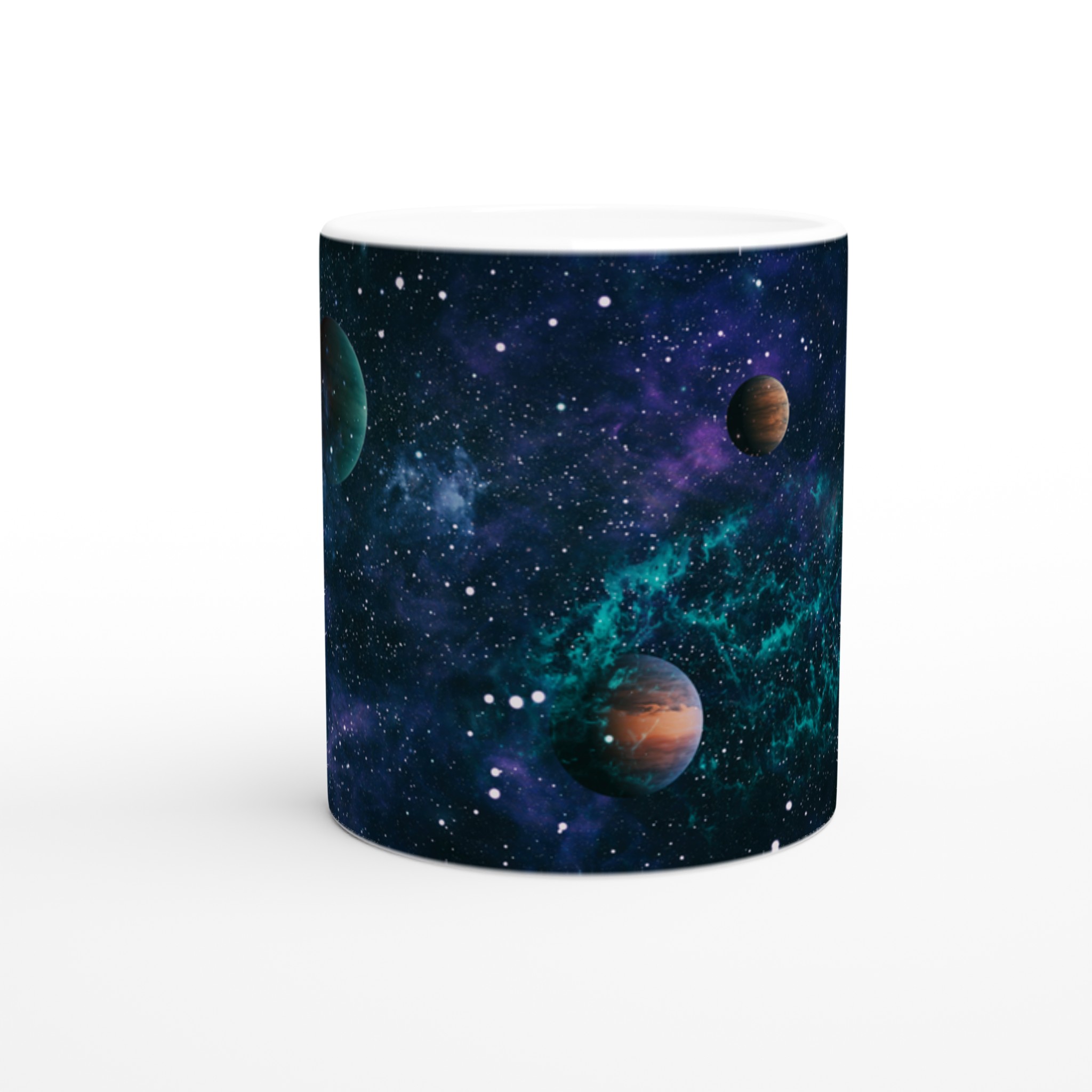 Vit 11oz keramisk mugg med rymdinspirerat kosmosmotiv i flera livfulla färger 8 7c12e830-e57e-41a6-bac9-f0077f318a39