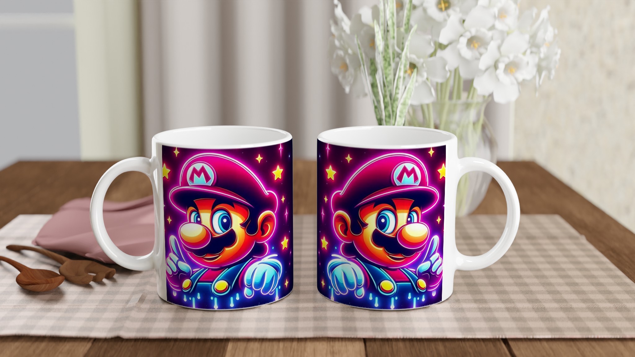 Livfull Vit 11oz Keramisk Mugg med Neon Mario-motiv i Sju Färgstarka Nyanser 10 7c161ed5-5ae4-4ac0-a6a8-10815b514487