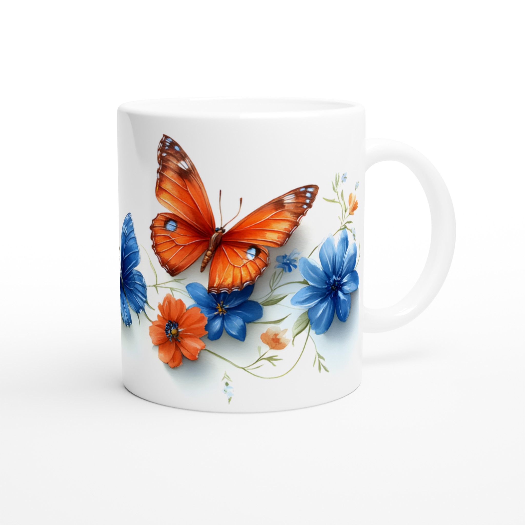 Fjärilsdröm Keramisk Mugg - Akvarellblommor & Fjärilar i Klara Färger, Välj bland Flera Livfulla Nyanser 9 7c42831e-147d-4755-a32d-cdeb1a93974e