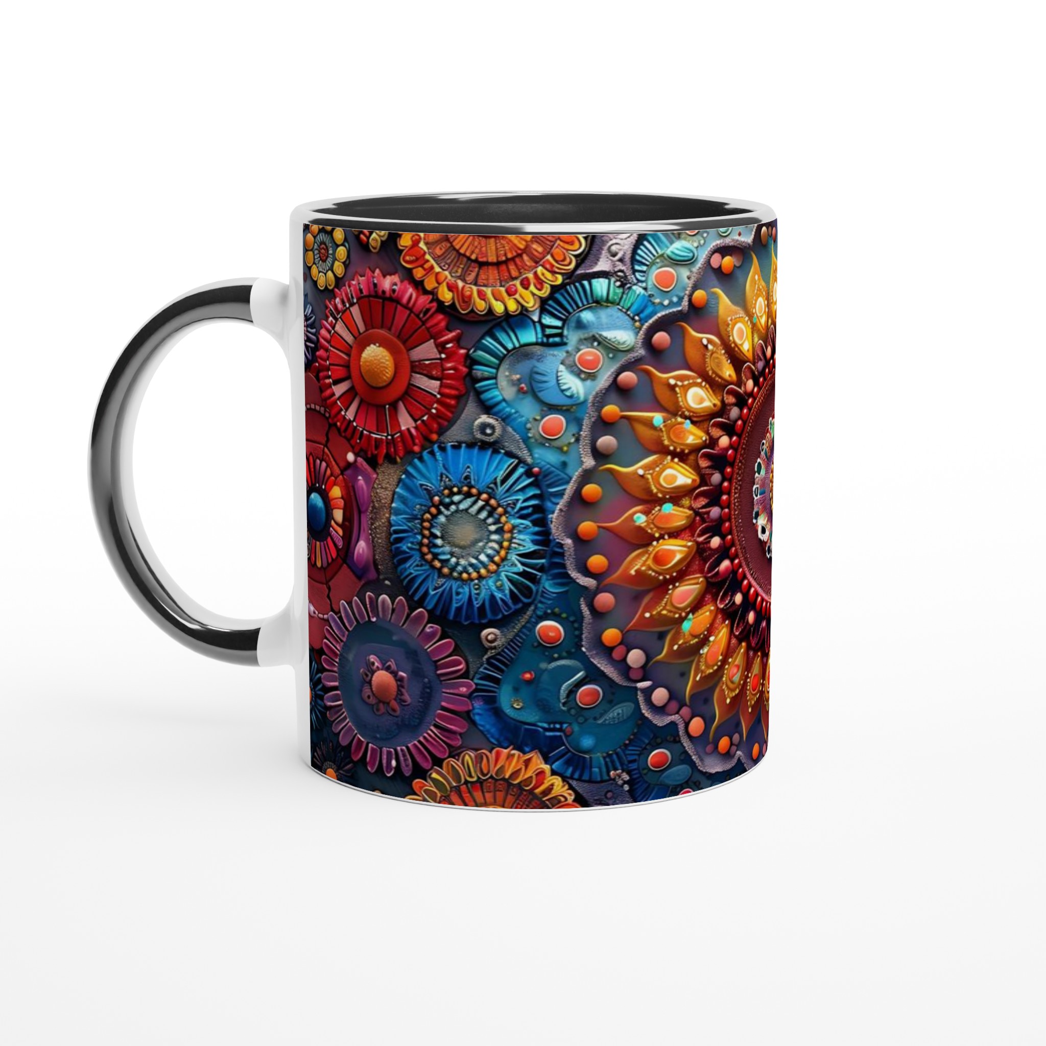 Mångfärgad Mandala Keramikmugg - 11oz Konstnärlig Kaffemugg i Ditt Val av Levande Färger 4 7c4c1411-9c8b-4a4d-a518-0695f8ba736a