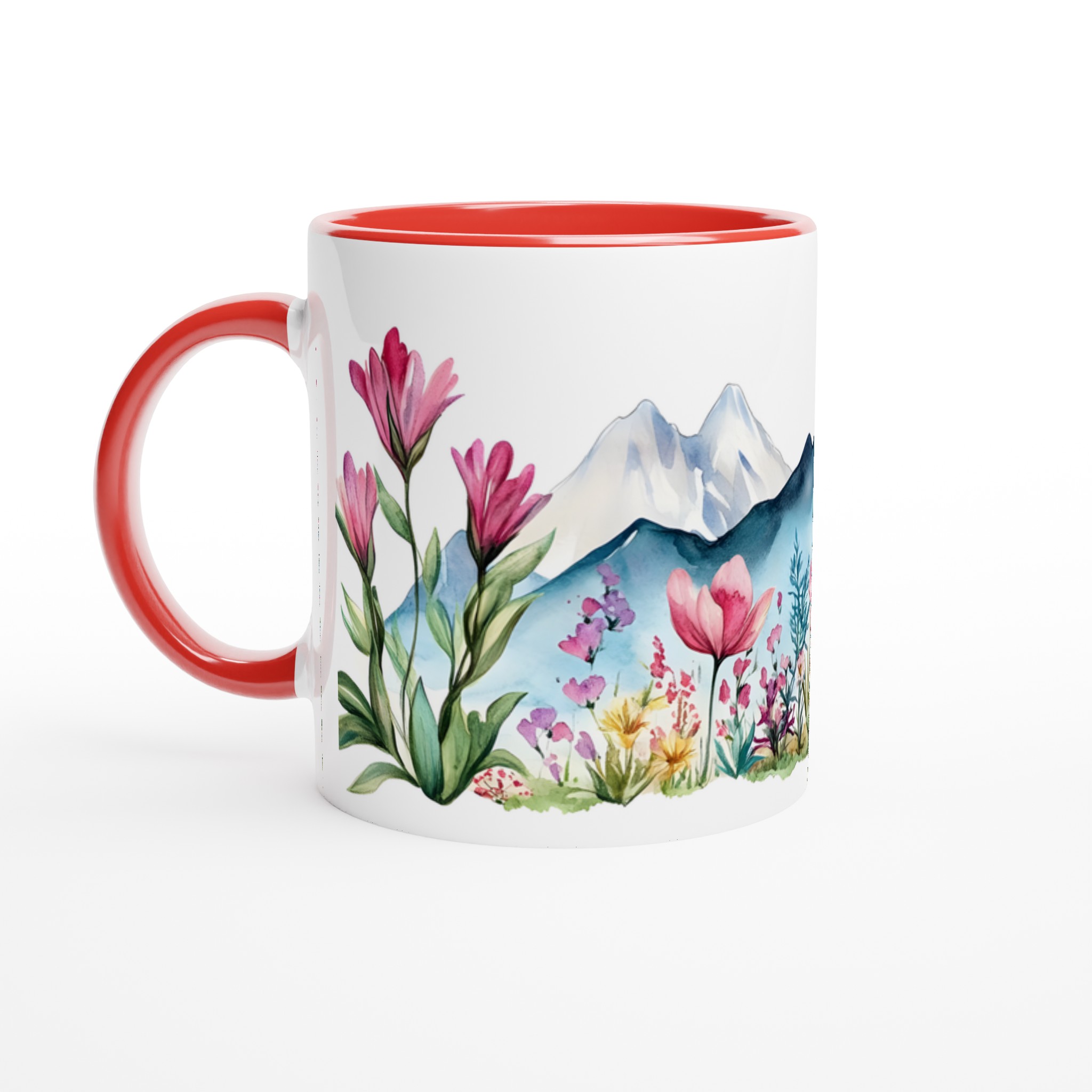 Akvarellblommig bergsmugg – 11 oz keramikmugg i ditt val av 7 färger 5 7c677fd3-bc31-40e9-885d-a1ba38612281