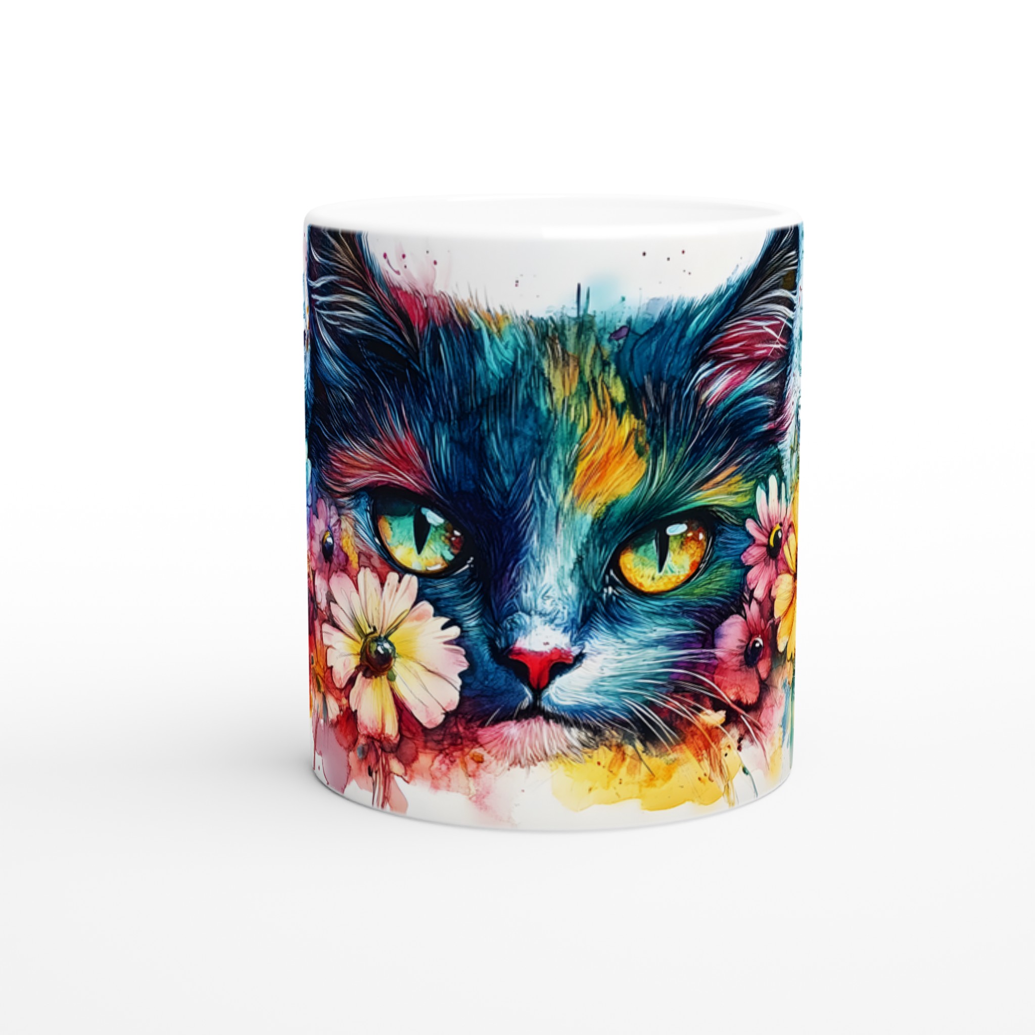 Färgsprakande Katt & Blommor Keramisk Mugg – Konstnärlig Akvarell 11oz Kaffekopp 8 7c969947-9d83-43ab-9bf7-26f2a547e3f2