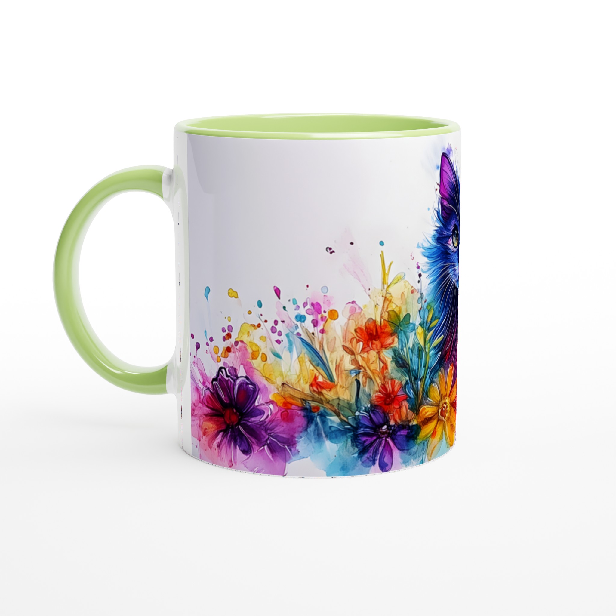 Färgsprakande Katt & Blommor Keramikmugg – 11oz Konstnärlig Kaffekopp för Katälskare 7 7cb56517-1617-42df-9fdd-1b306b7bc35a