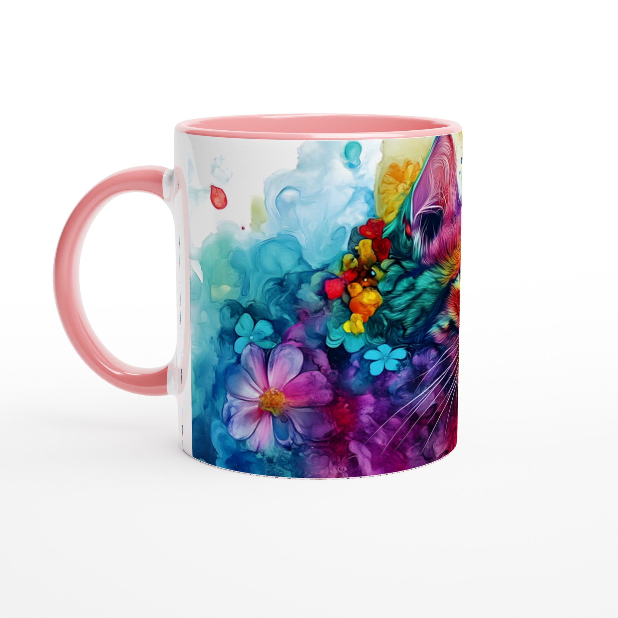 Mångfärgad Katten Mugg – 11 oz Keramikmugg med Psykedelisk Kattkonst, Välj Bland 7 Levande Färger 6 7cf98137-613c-4a27-9269-b0ccab1eef33
