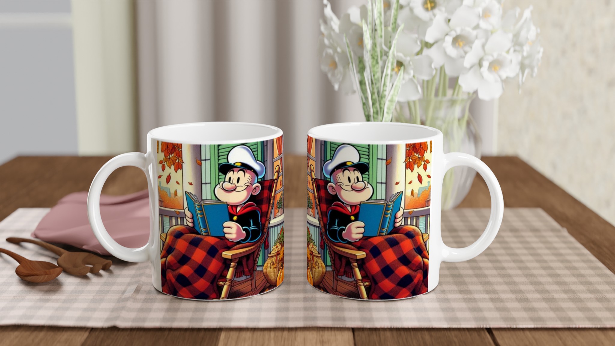 Vit 11oz keramisk mugg med höstinspirerat motiv i varma färger 10 7d0c0b7c-6eaf-418b-a0b0-0d5e9233e679
