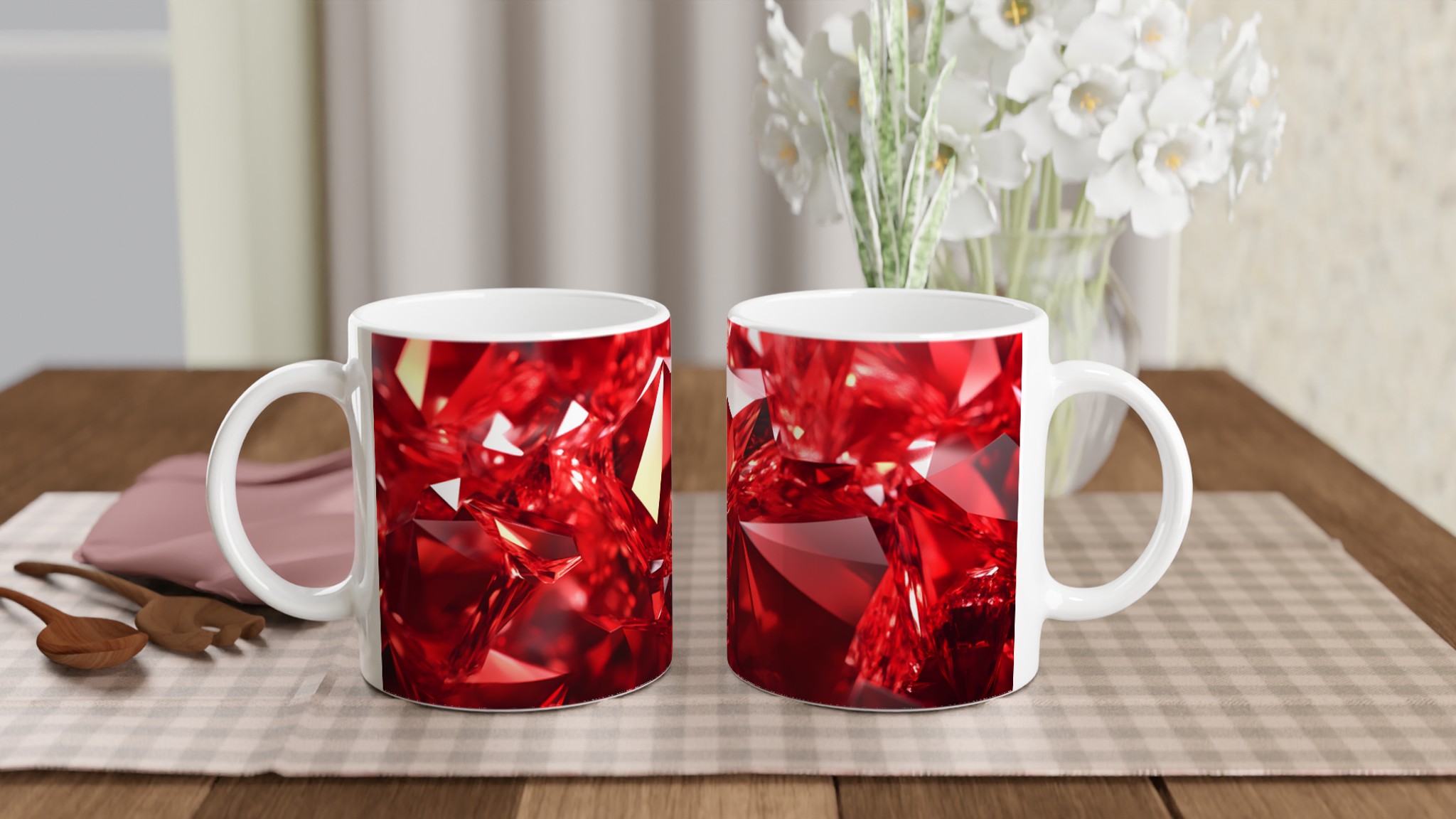 Rubinröd Fasetterad Keramikmugg - 11oz Lyxig Kaffemugg i Ditt Val av Färg 10 7d1aa33f-5944-48e3-b5a7-f9608193d8ba