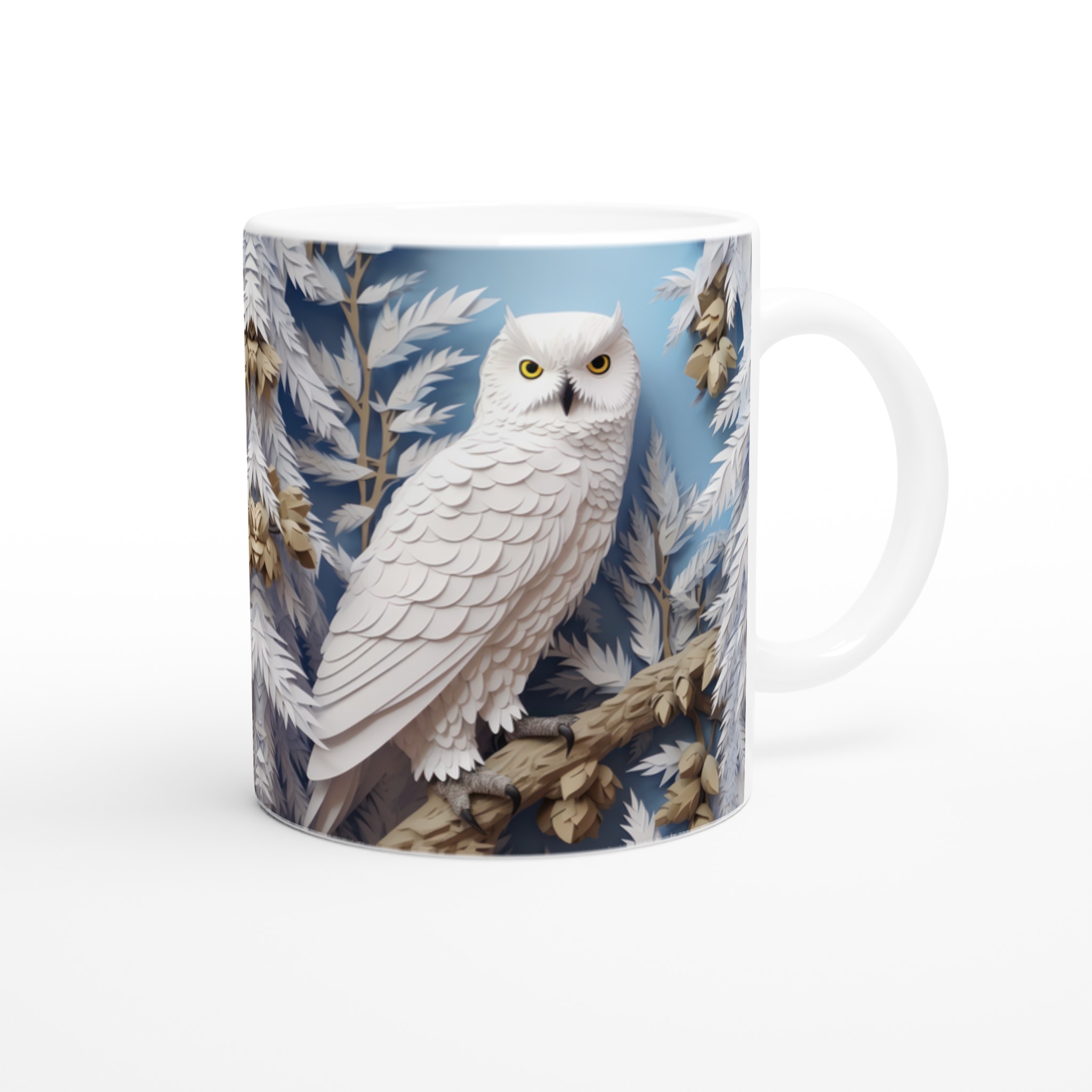 Vit 11oz keramisk mugg med elegant snövitt ugglemotiv – välj bland sju färgstarka keramfärger 9 7d687eeb-0df2-4462-b33e-7915587109b2