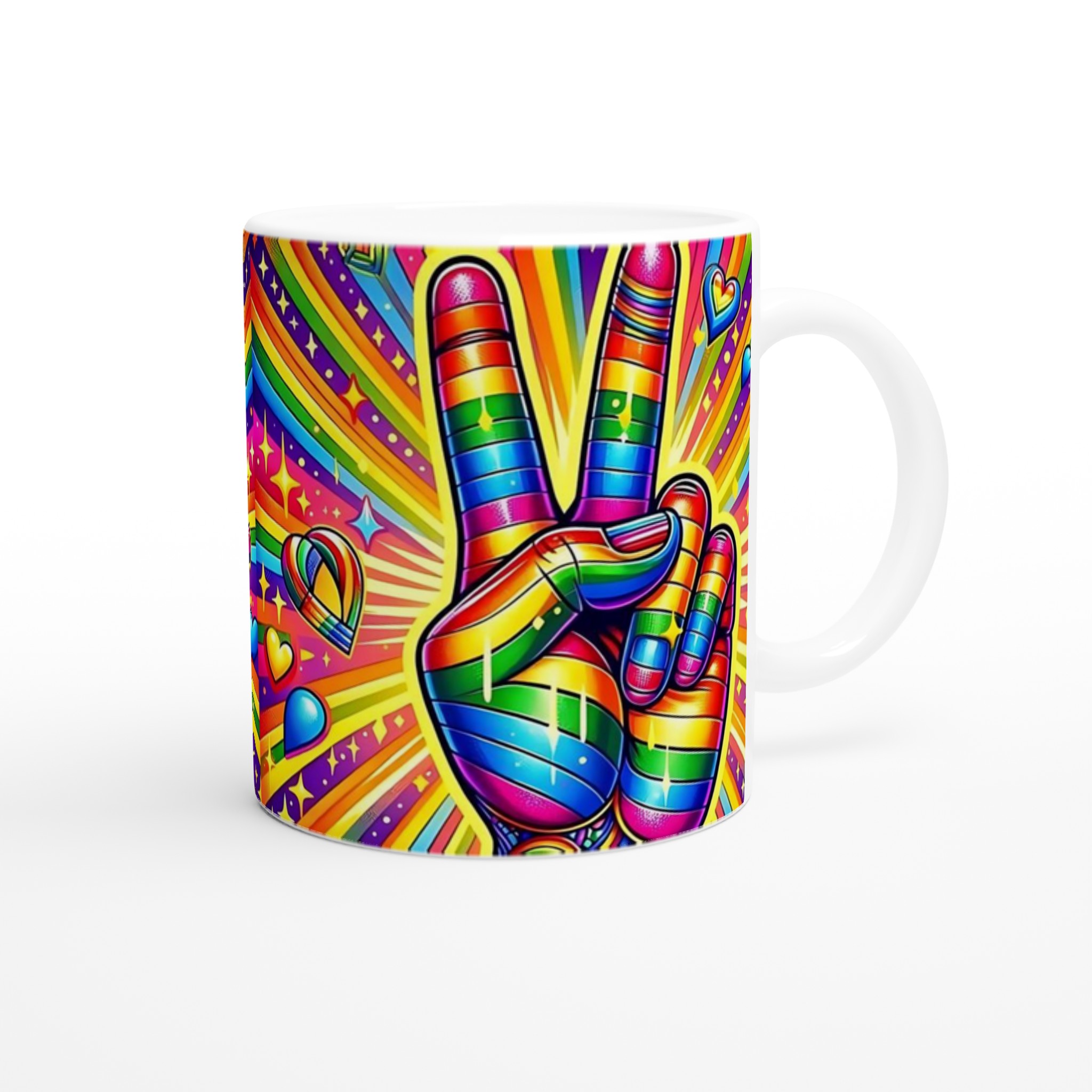 Vit 11oz Keramisk Mugg med Livfull Regnbågsdesign – Välj Bland Sju Färgstarka Nyheter 9 7d8a18d2-63d9-4f6d-b347-fceba4792033