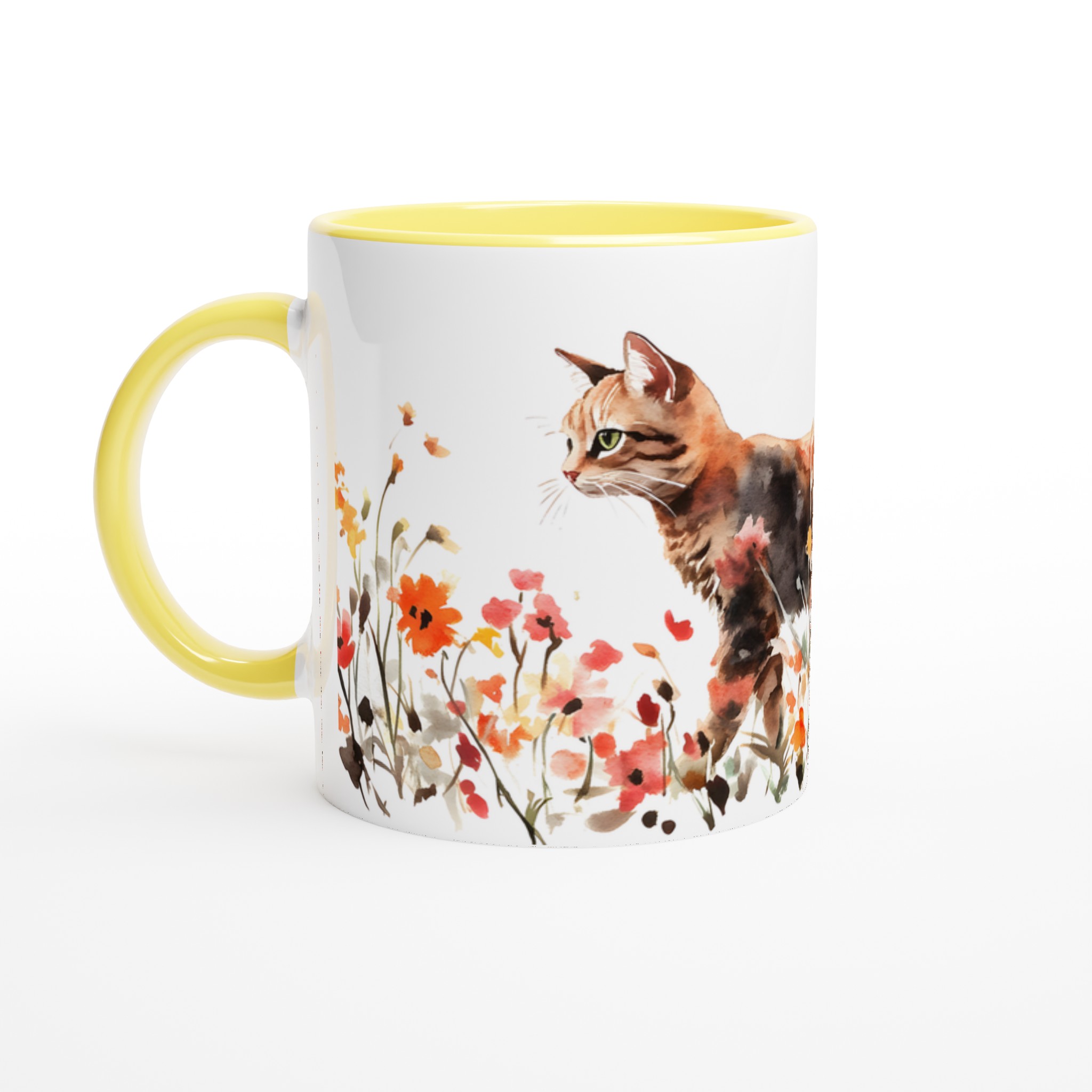 Katt bland Vildblommor Akvarellmugg – 11oz Keramikmugg i ditt val av 7 färger 3 7dac63a3-440c-40de-8511-59d94539c7c3