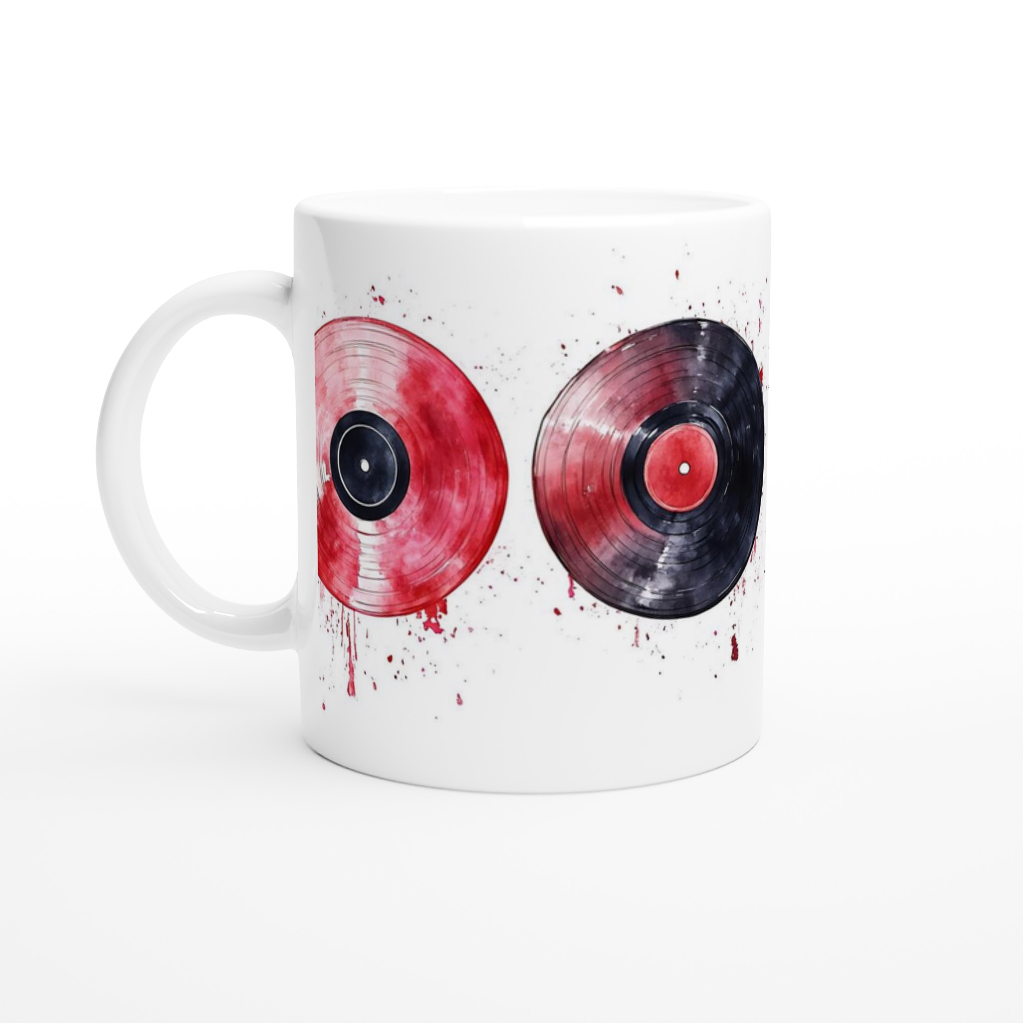 Vit 11oz keramisk mugg med färgstarka vinylskivor – välj bland sju livfulla nyanser 1 7db4208c-5161-4fb0-aef2-0a4221ce321d