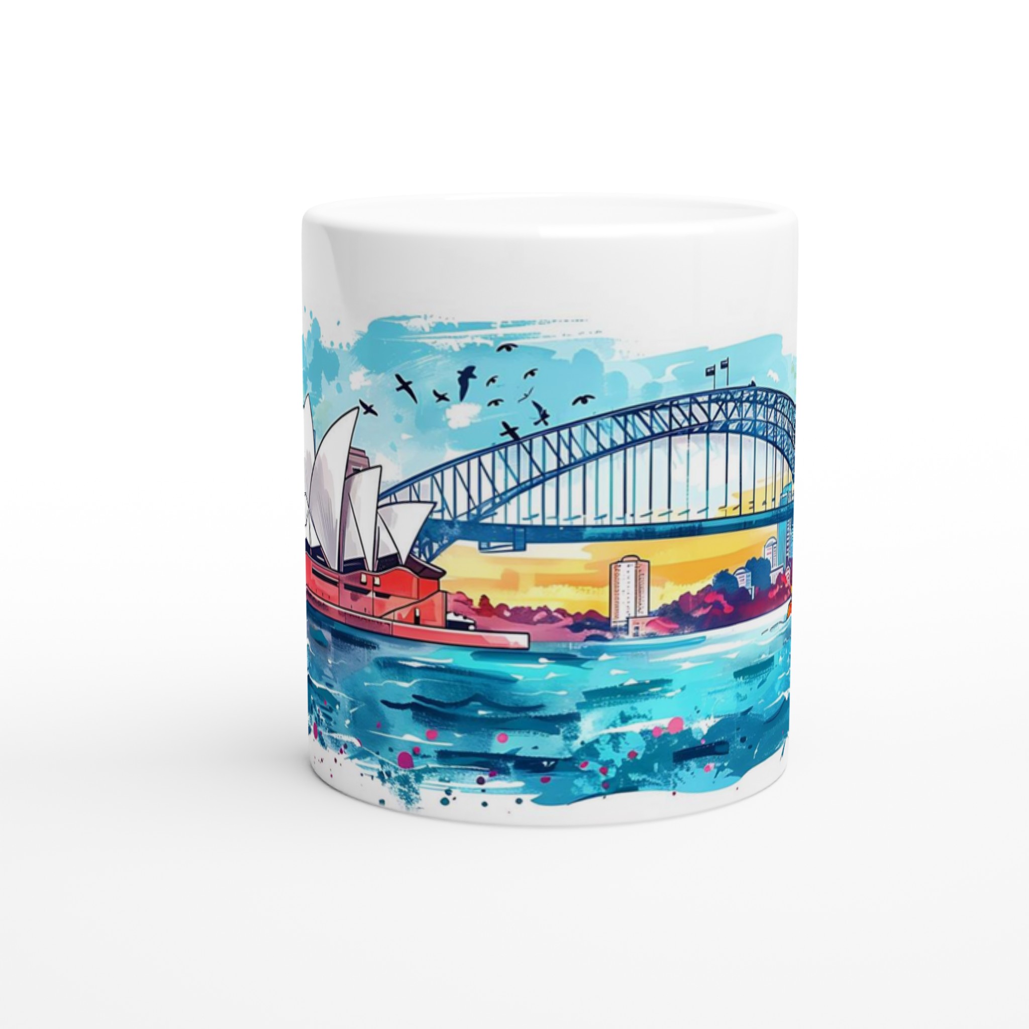 Sydney Skyline Akvarell Kaffemugg - En färgstark hyllning till Australien i ditt val av sju nyanser 8 7e98358c-79aa-4970-acd3-8cd96bc07398
