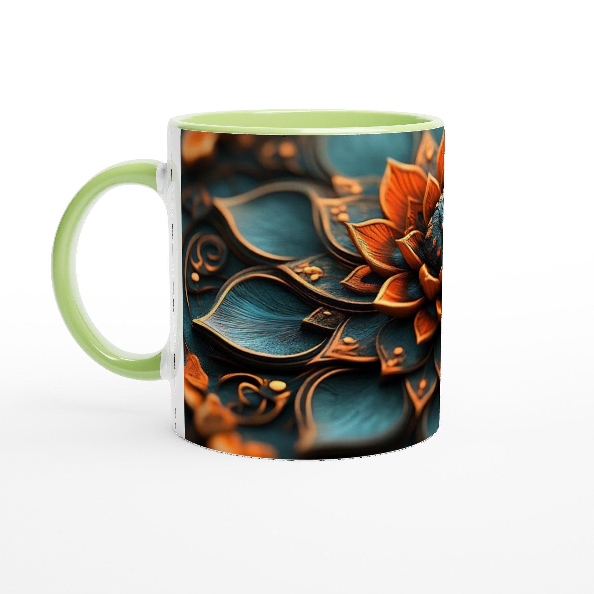 Abstrakt Mandala 11oz Keramikmugg – Teal och Guld Design 7 7ef1a982-c214-4831-bc54-a6abb621781e