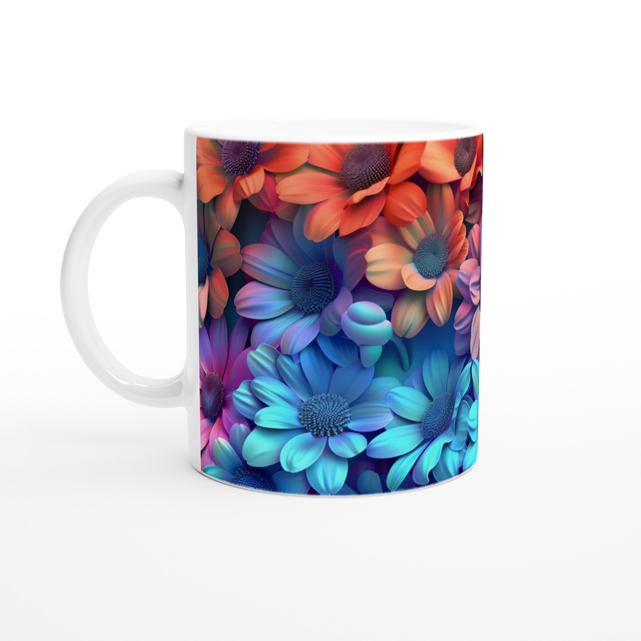 Färgsprakande Blomstermugg – 11 oz Keramikmugg i ditt Val av Sju Livfulla Färger 1 7f266197-4415-4fdd-b351-04ec262638fe