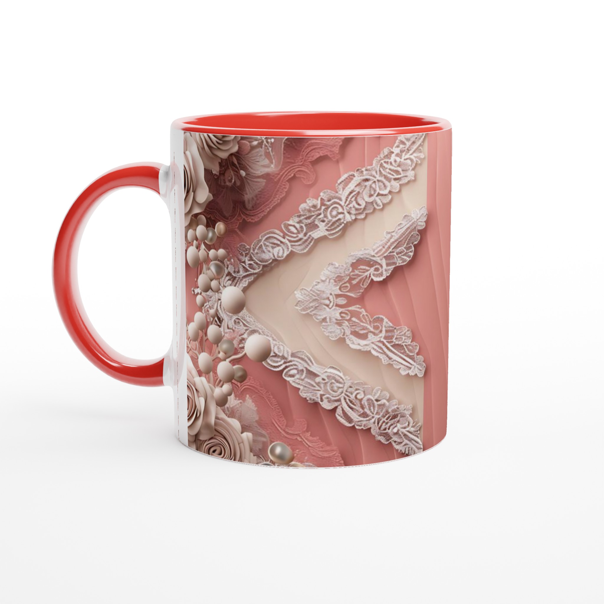 Vit 11oz Keramisk Mugg med Elegant Rosornament - Välj Din Favoritfärg 5 7f4e275f-7b74-4fc3-afd3-6e1ed2f45842