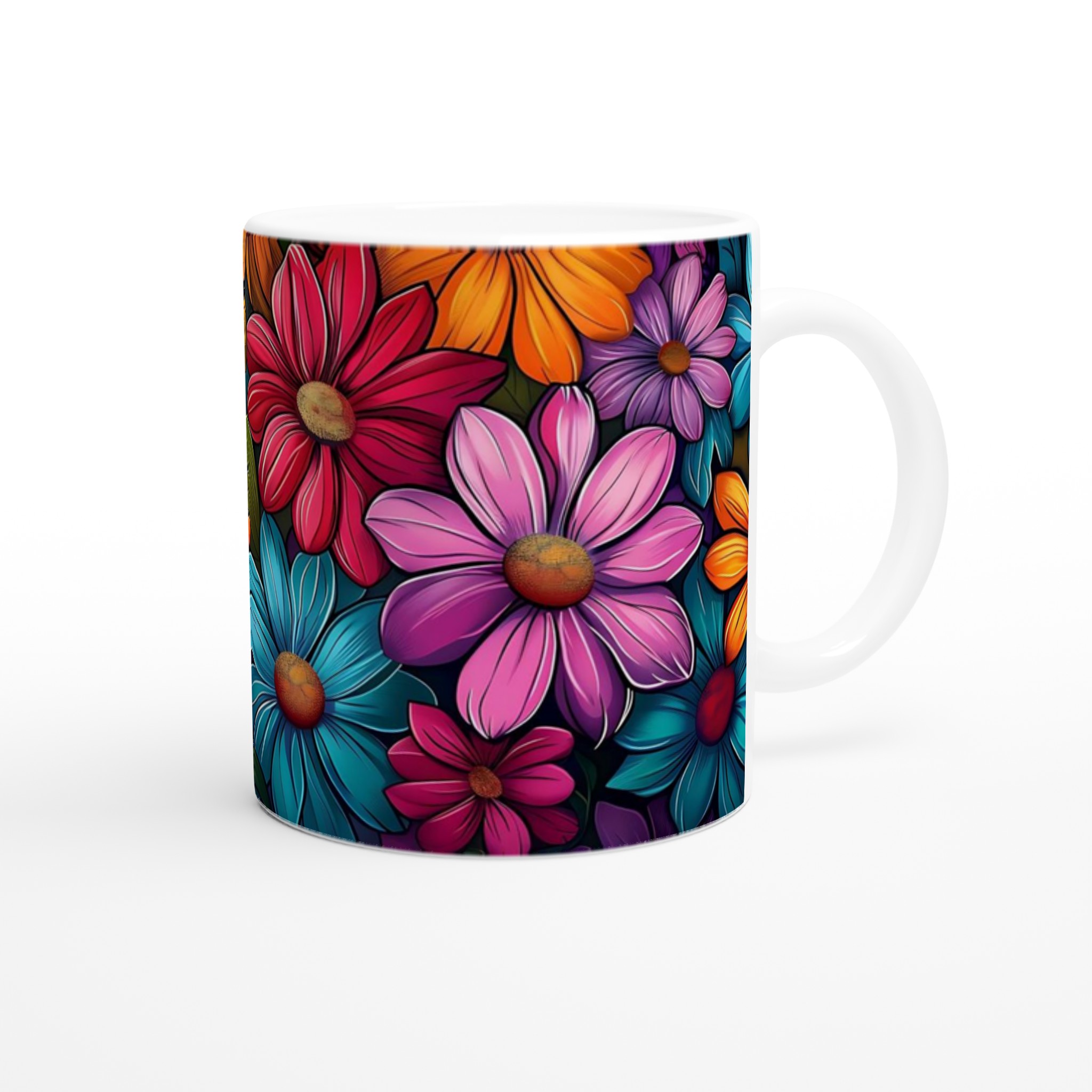 Färgsprakande Blomstermugg – 11oz Keramikmugg i ditt val av 7 nyanser för en personlig touch 9 7f84ae85-29de-4a24-a69b-3950c2c62d46
