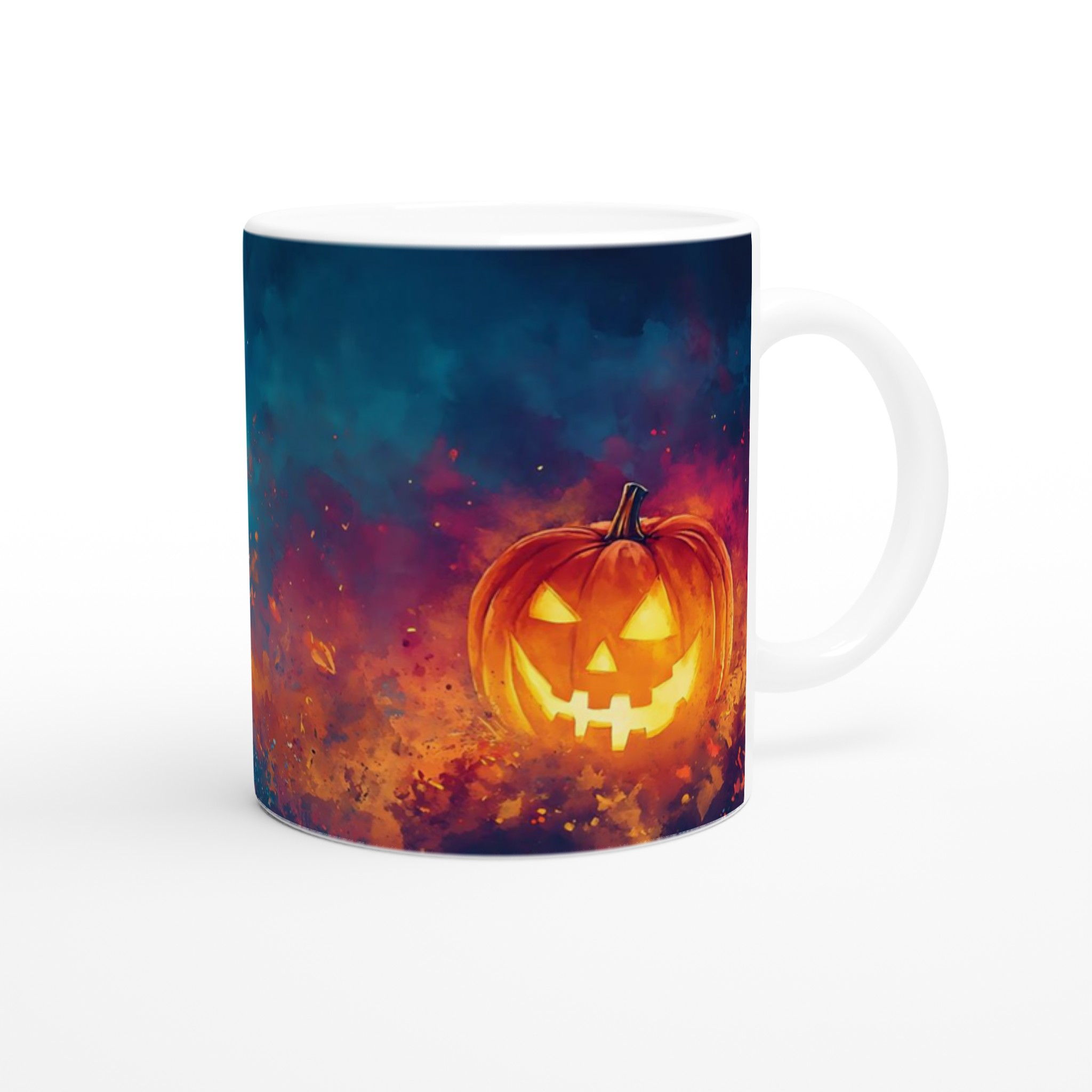 Magical Halloween Pumpkin & Witch Ceramic Mug – Spooky Watercolor Art in Your Choice of 7 Colors 9 7fcab9bf-a839-4977-936b-568923338822