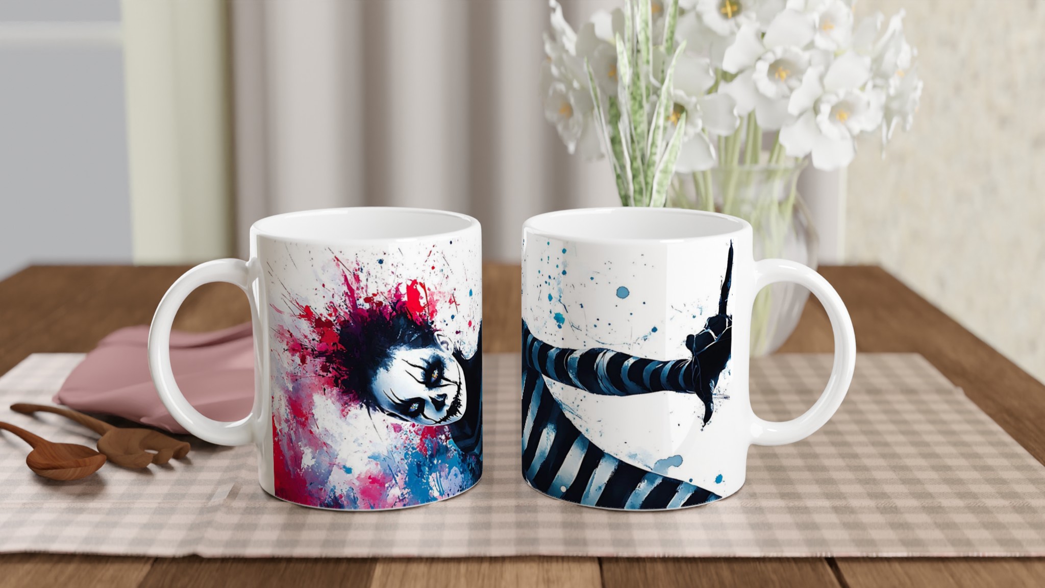 Abstrakt Clownskräck Keramisk Mugg - Levande Konstnärlig Kaffekopp 11 7ff7aa95-0d37-4304-86b2-f7166a445f02