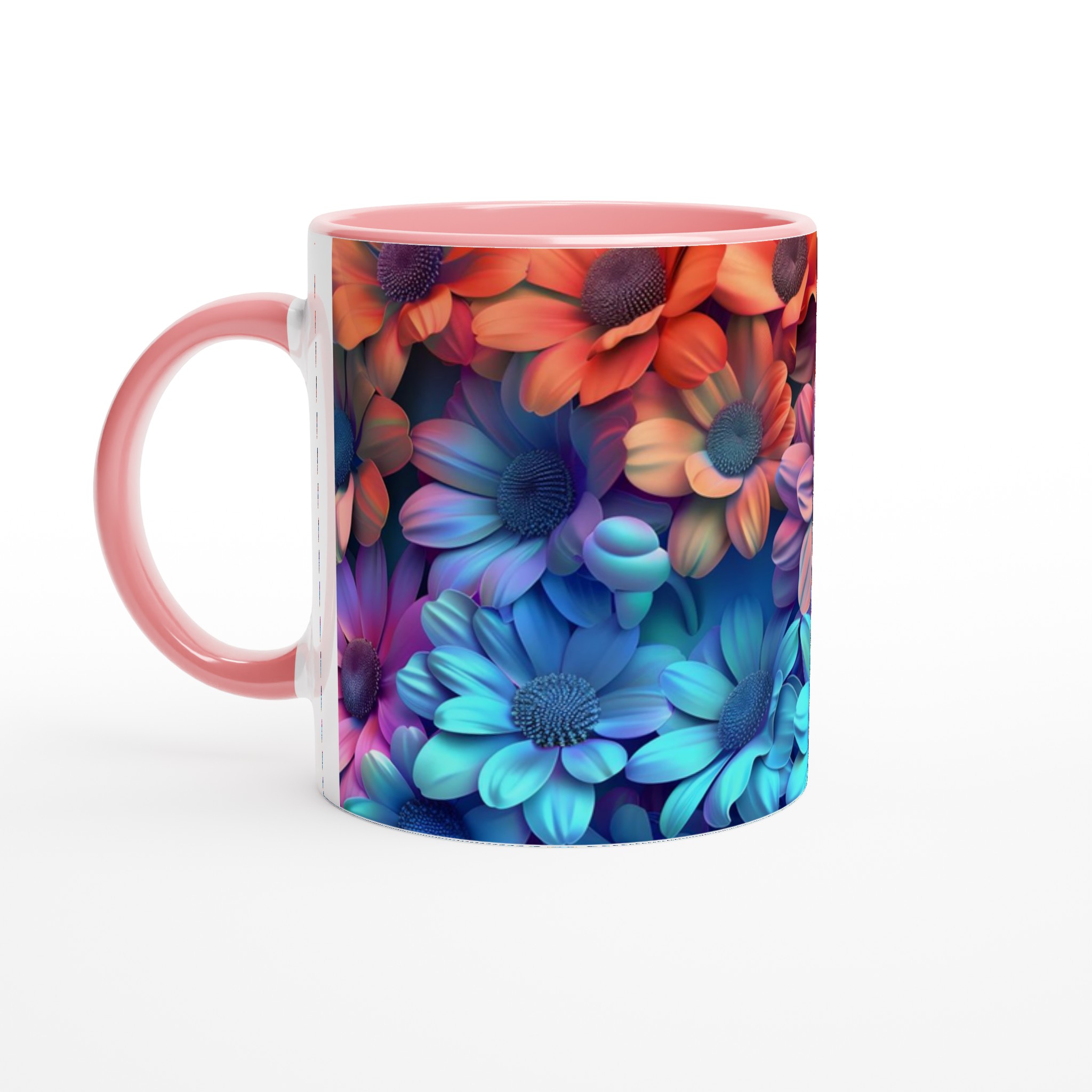 Färgsprakande Blomstermugg – 11 oz Keramikmugg i ditt Val av Sju Livfulla Färger 6 801ce774-191a-4b72-8958-750b0bfc5d77