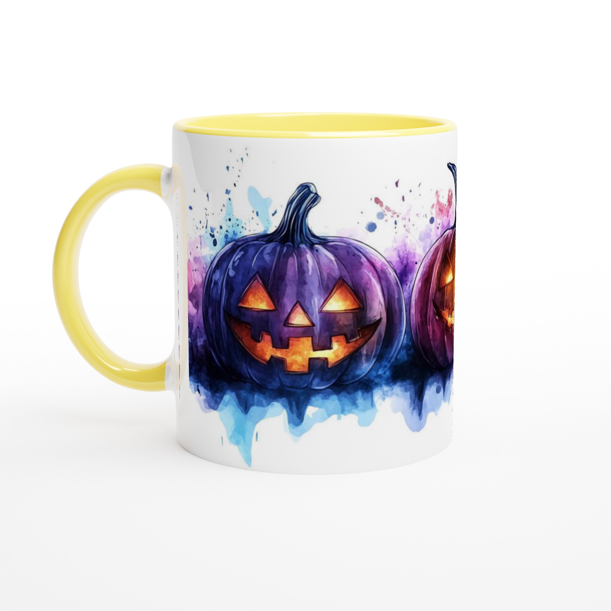 Färgglada Halloween Pumpamugg - Akvarell Jack-o'-Lantern Keramikmugg i ditt val av 7 nyanser 3 8069105b-af20-4248-ac31-3480e13cf6f9