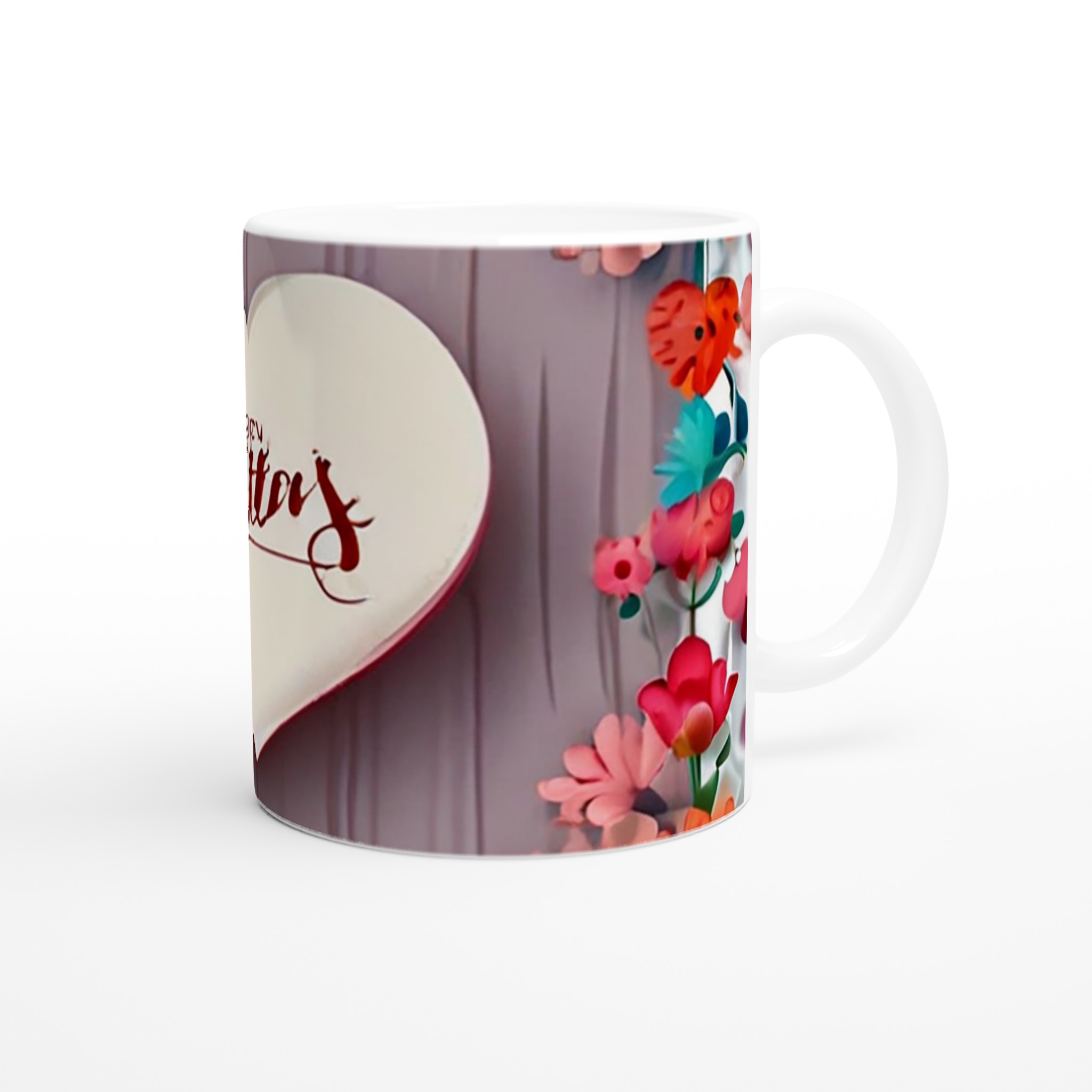 Vit 11oz keramisk mugg med hjärta och blomsterdesign – välj din perfekta färg 9 806cde3d-8187-40f4-9497-3e7737c486da