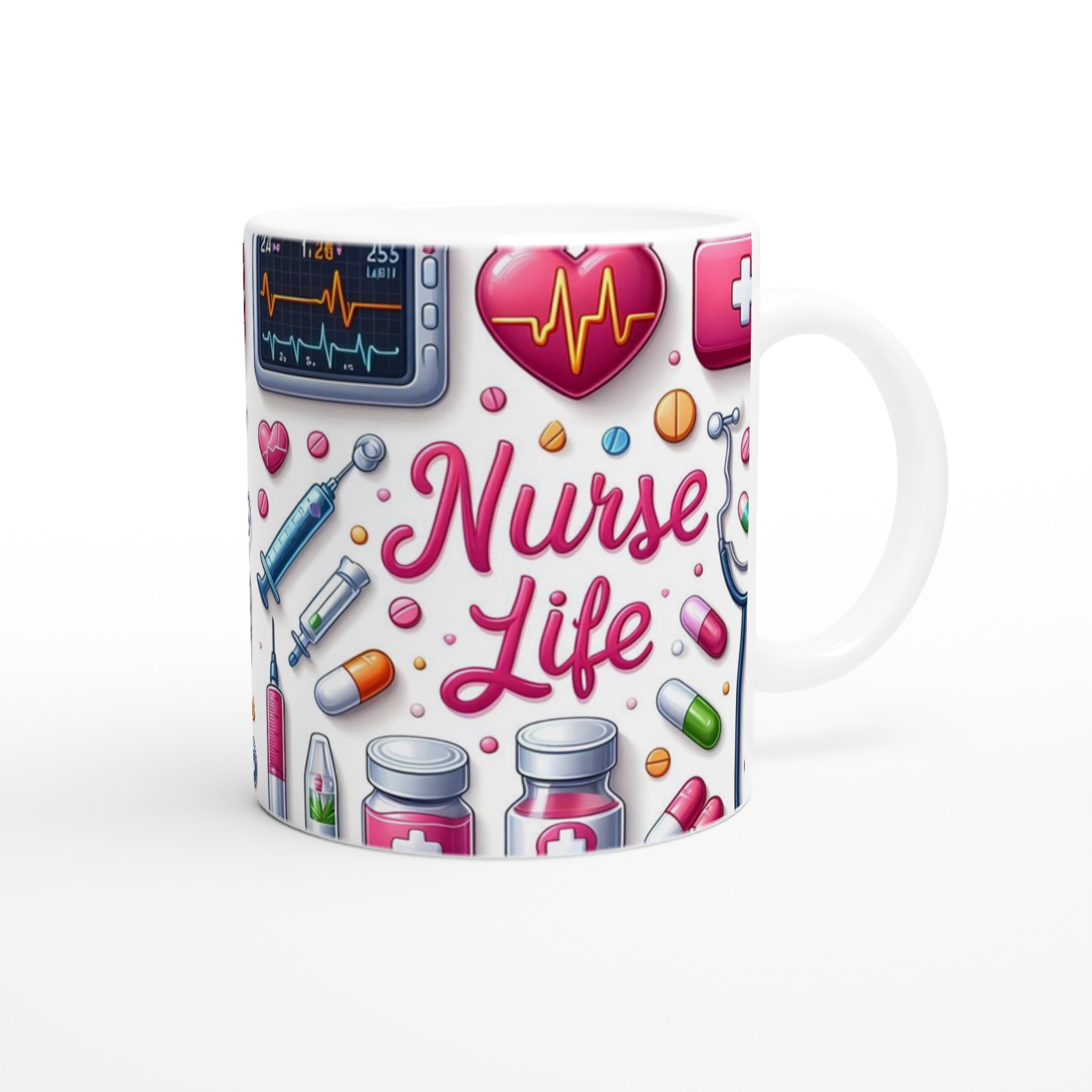 Vit 11oz Keramisk Mugg med 'Nurse Life' Design – Välj Bland Sju Färgstarka Keramiknyanser 9 80c9ef21-31ef-4453-9201-2e2b6c2e9362