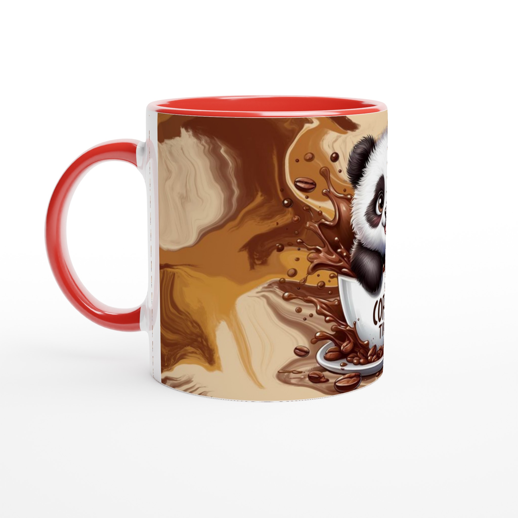 Vit 11oz keramisk mugg med lekfull panda och kaffe-motiv i flera färgstarka nyanser 5 80e8eca5-6bcb-48f8-a207-be29c3a67727