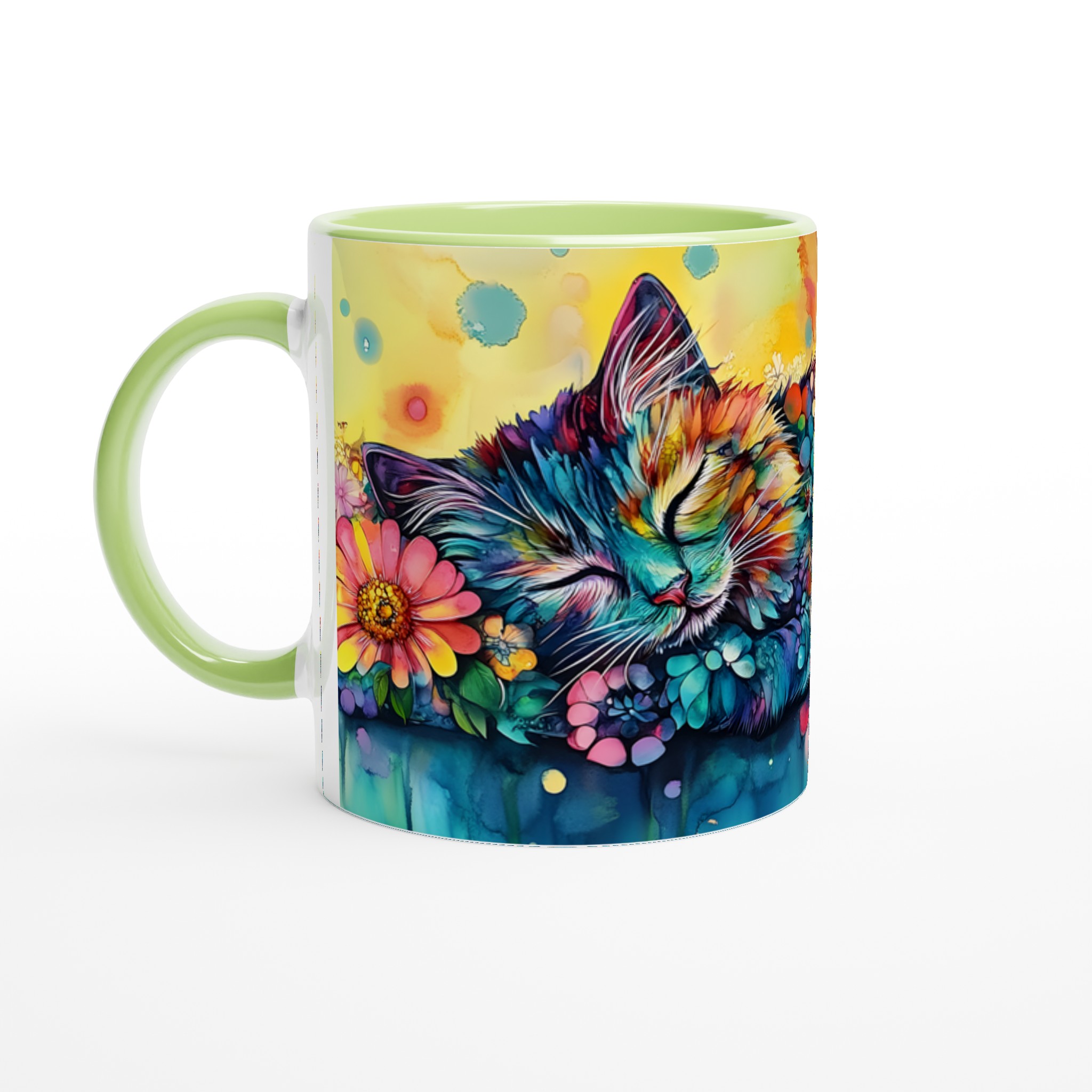 Färgsprakande Drömkatt Keramikmugg – 11oz Konstnärlig Kaffekopp i ditt val av 7 nyanser 7 8150e91e-25dc-43b7-ba16-58c399da747d