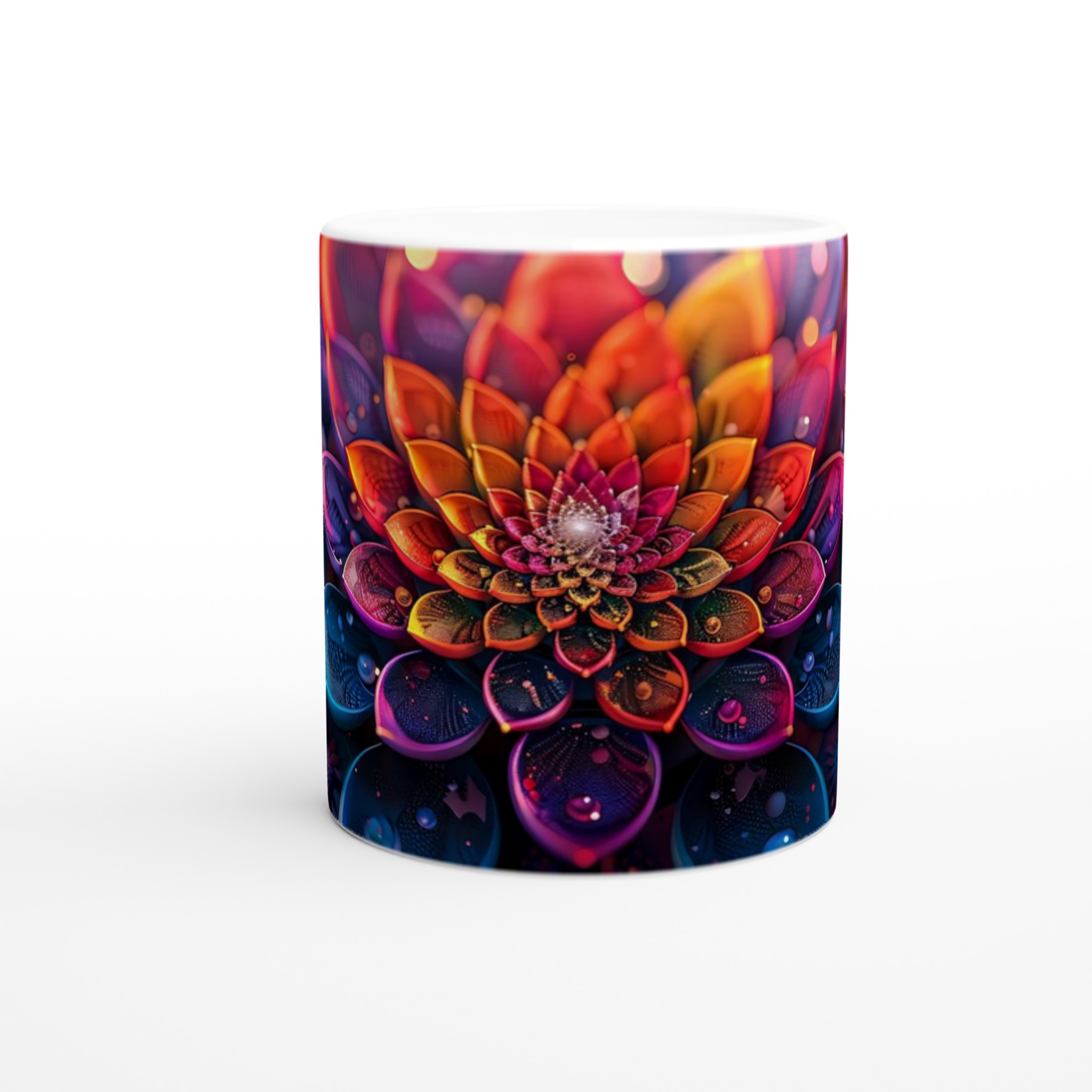 Kosmisk Lotusblomma 11oz Keramisk Mugg – Konstnärligt Tryck för En Färgsprakande Kaffestund 8 81517e52-61b9-4e71-8350-0fe75ea3dc17