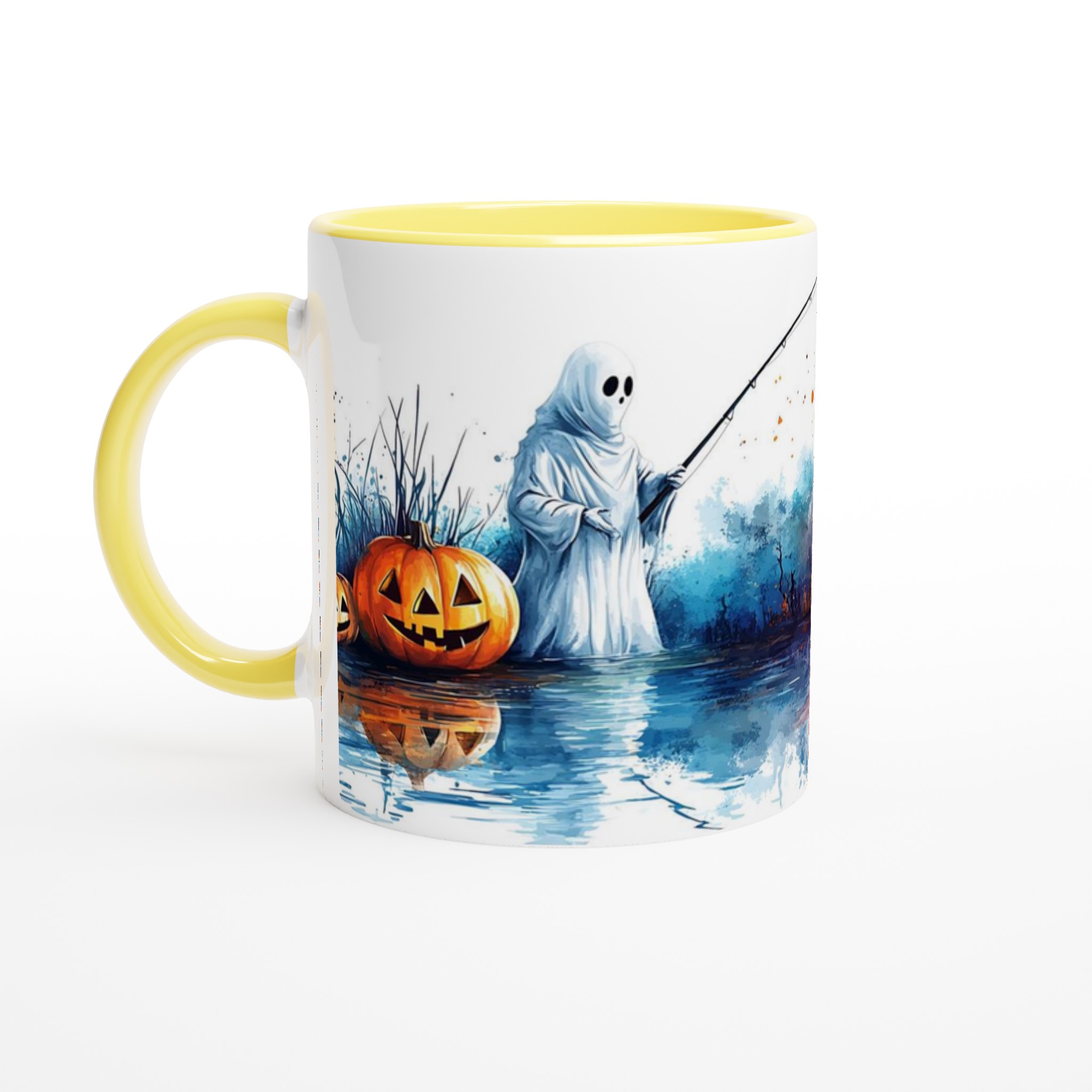 Spöklik fisketur på Halloween – Unik keramisk mugg med vattenfärgstryck, perfekt för höstens mysiga stunder 3 817285b5-248a-4bdf-bd6c-0812cb1b96f0