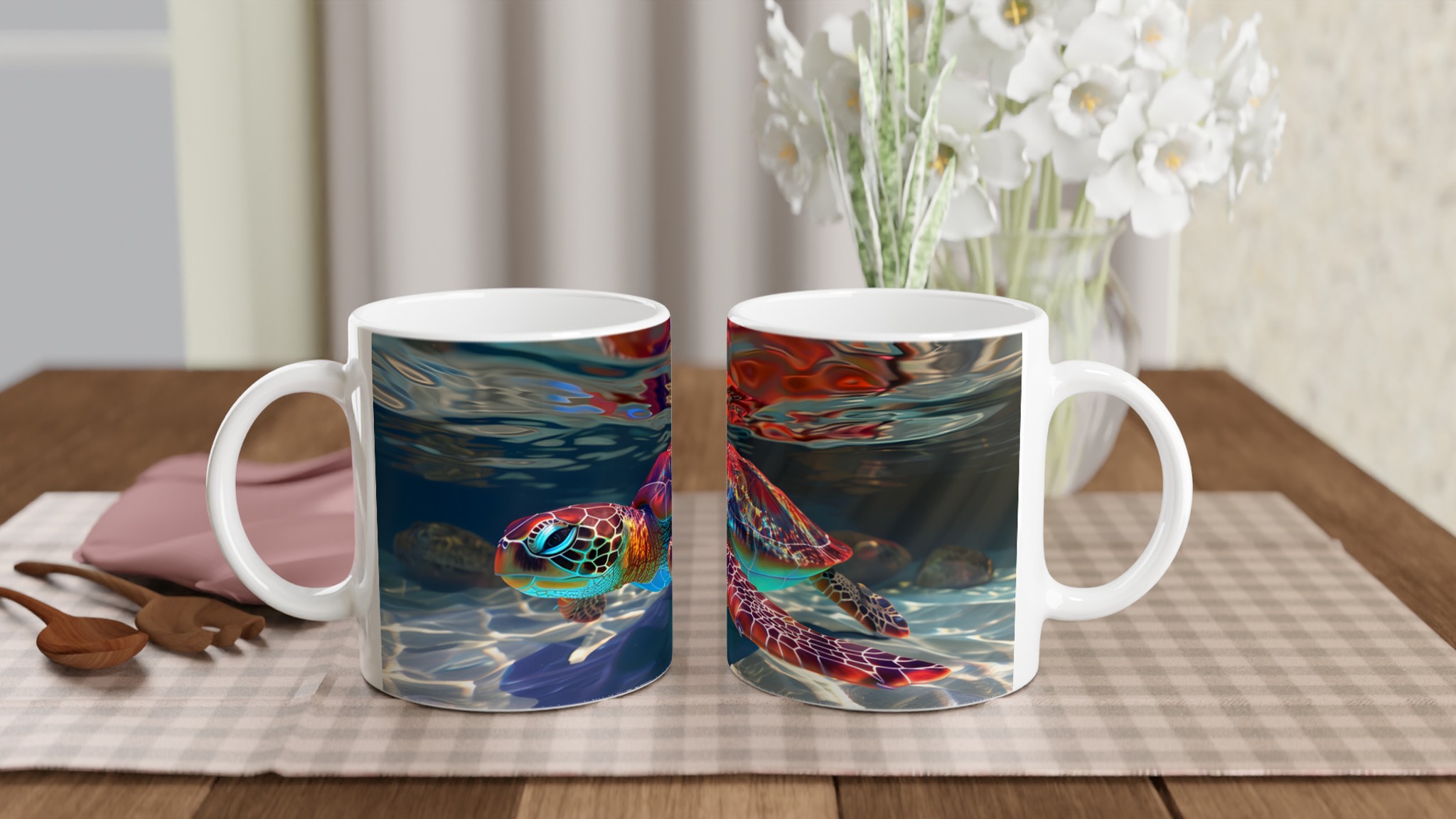 Neon Havssköldpadda 11oz Keramisk Mugg – Ett Konstverk i Färg till Din Kaffestund 11 819becd0-4da5-4681-86f1-d273ef769c8a