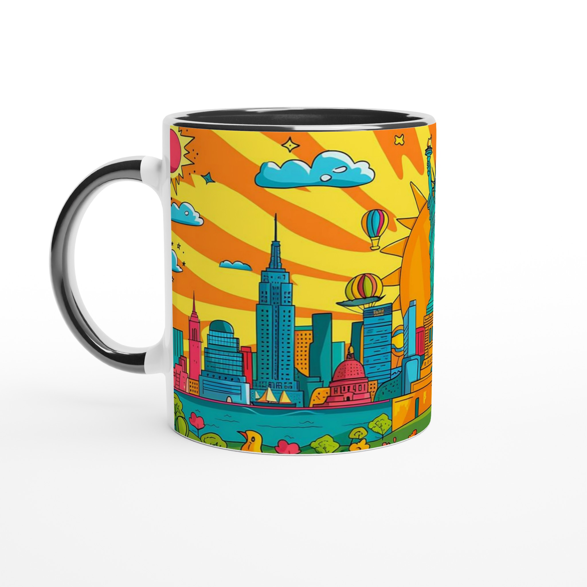 New York City Pop Art Mugg – Livlig skylineskildring för färgstarka morgnar, välj din keramiska färg! 4 81c28e8a-d52e-405b-bb5b-fba086bca88b