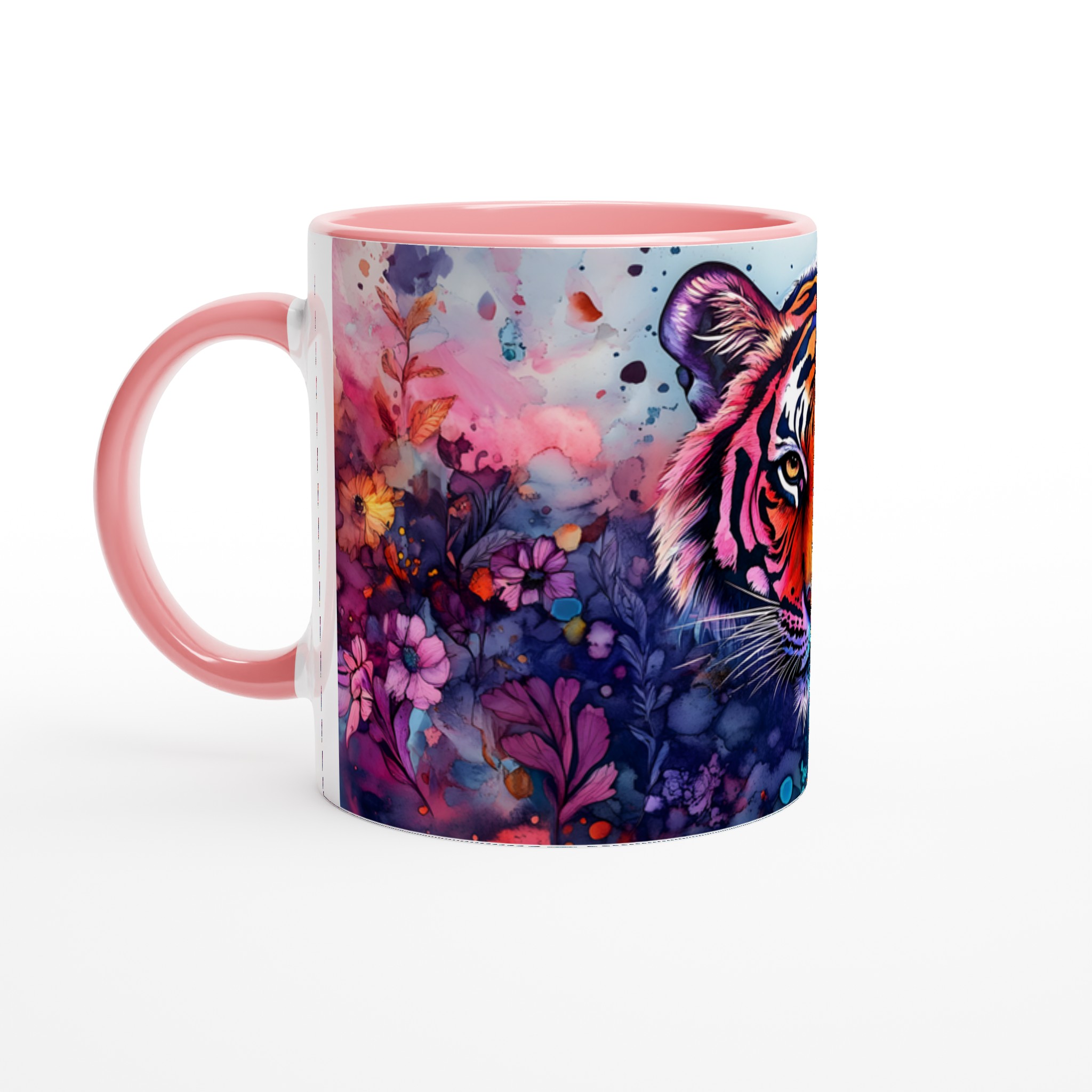 Abstrakt Akvarell Tiger Mugg – Vibrerande Konst på 11oz Keramik, Välj Din Favoritfärg! 6 81da3cdc-d96d-4baa-a6ca-17c1f21eddca