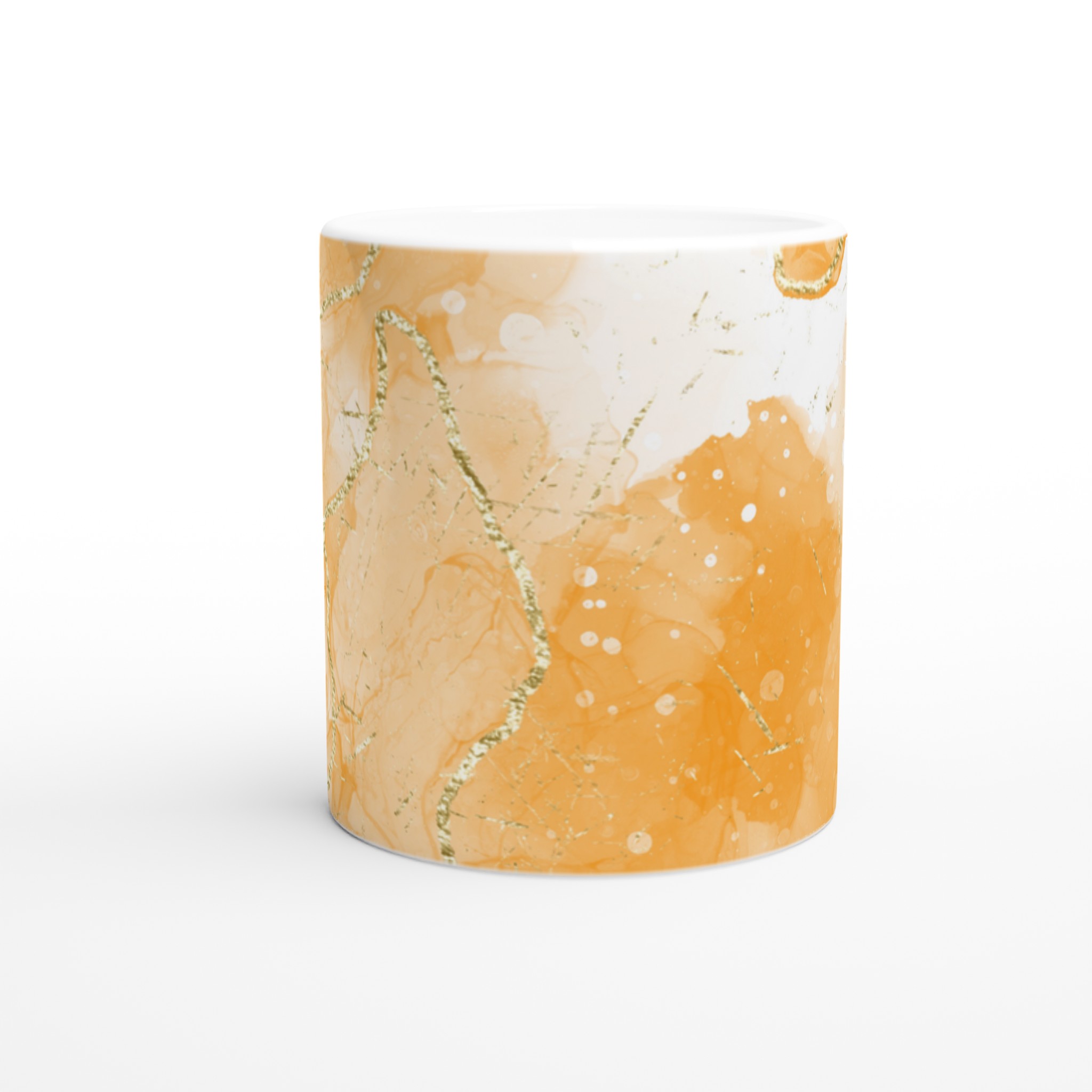 Elegant Vit 11oz Keramisk Mugg med Guldskimrande Abstrakt Design 8 8214619e-85a4-41ba-bec9-2172e34ea8d9