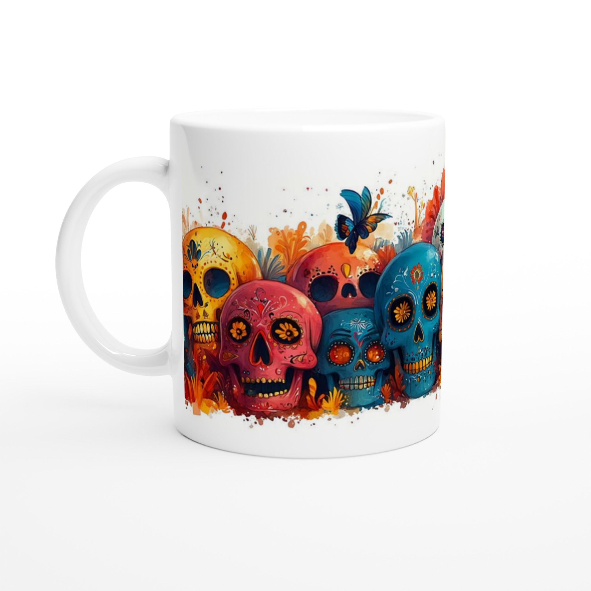 Färgglad Sugar Skull Keramikmugg - Livfull Día de los Muertos Design, 11oz Kaffekopp 1 82360142-c948-4ae2-befa-462d93c31d24