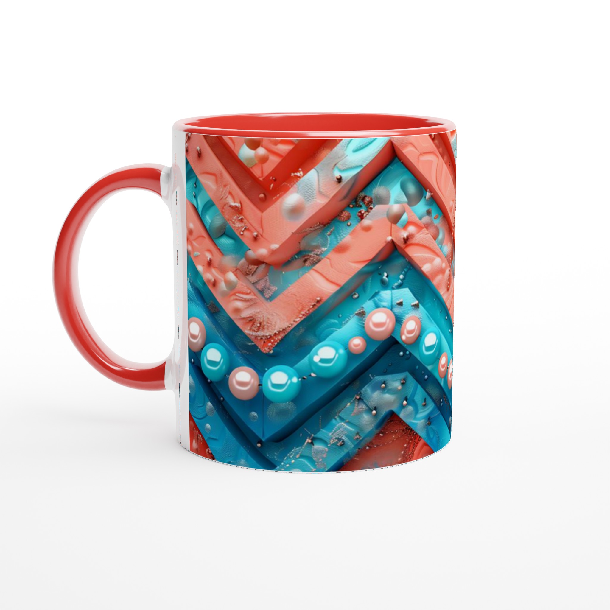 Vit 11oz keramisk mugg med livfullt abstrakt mönster i blått och korall – välj din favoritfärg 5 8236ae86-cf18-4825-ade8-ca1f1f080103