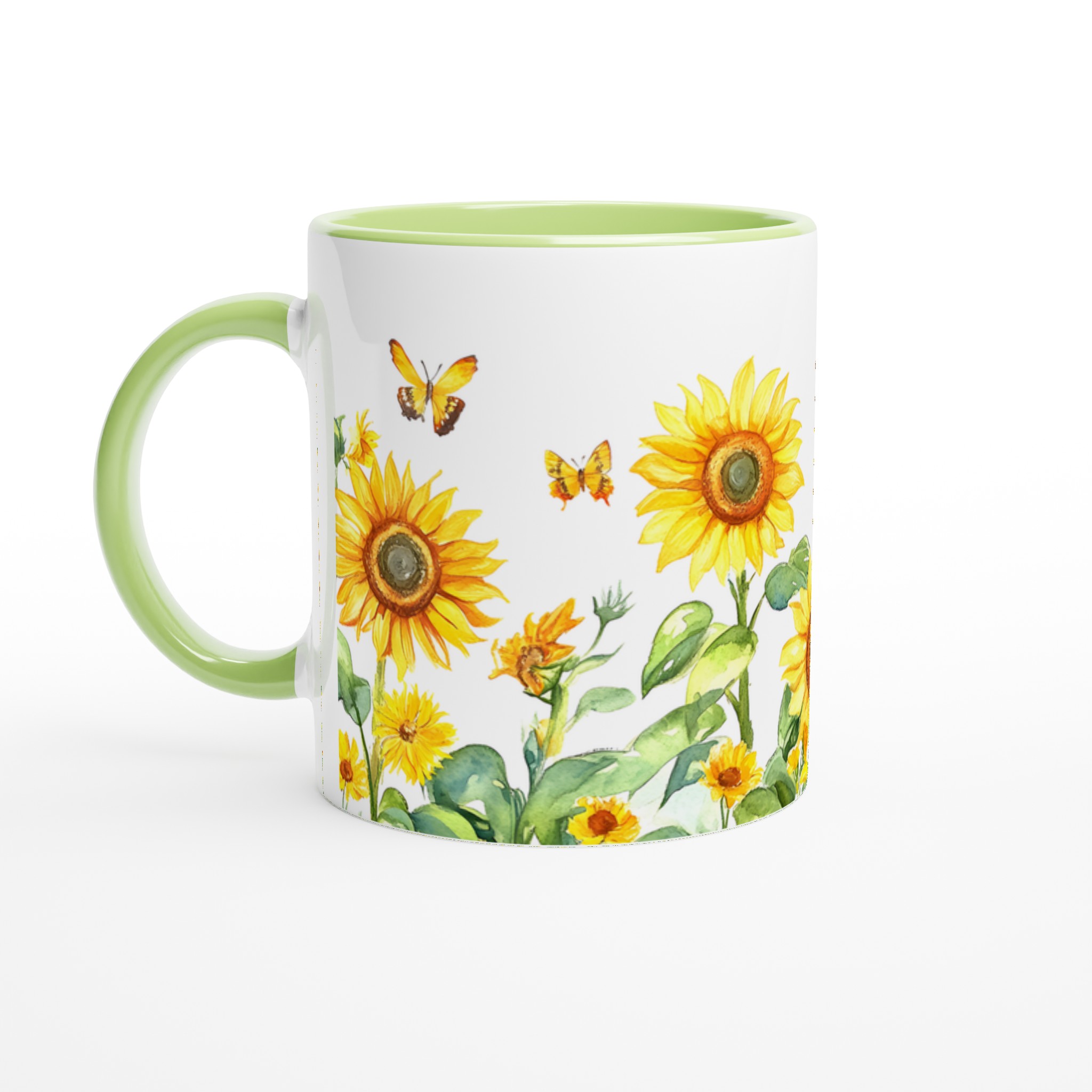 Solros- och Fjärilsmugg – Keramisk 11oz Kaffemugg i ditt val av 7 Livfulla Färger 7 827d0a6f-7648-4c94-a854-47cf1d4e2c2b